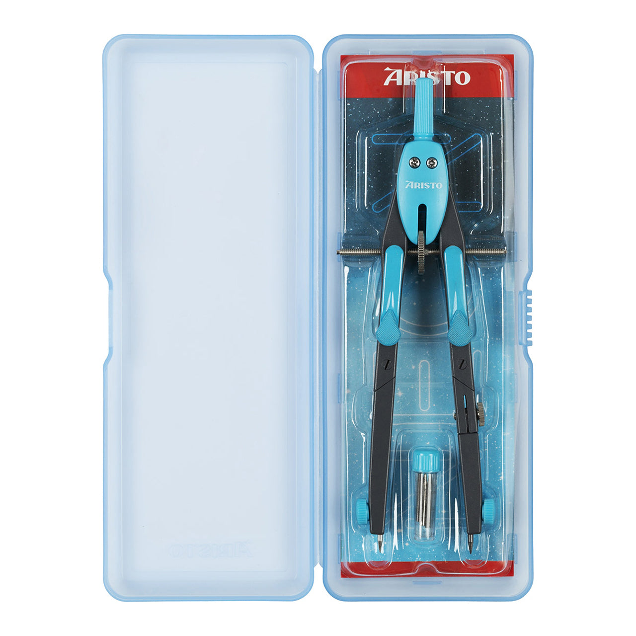 Aristo-BTS-Schnellverstell-Zirkel-Schule-NEON-blau-AR552741-20-ovp-offen-lafueliki