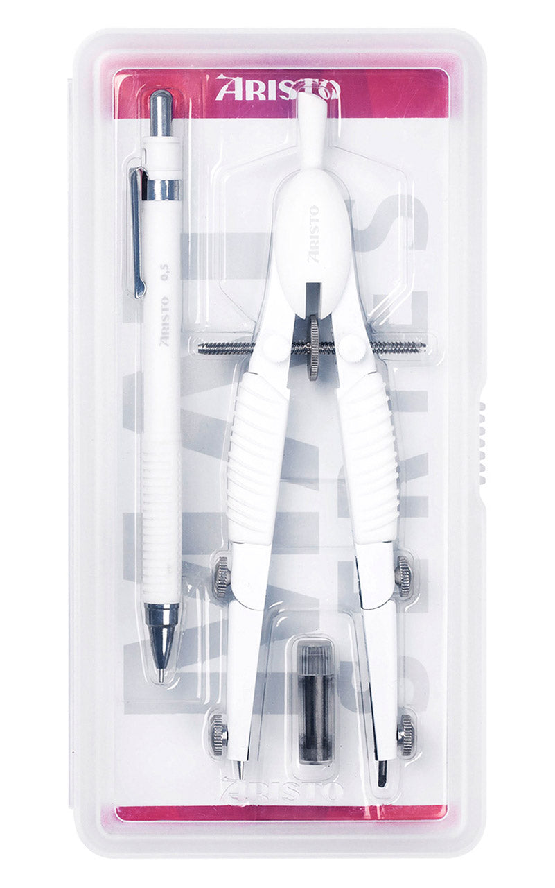 Aristo-Set-Topline-Zirkel-Feinminenstift-weiss-matt-AR55800-lafueliki
