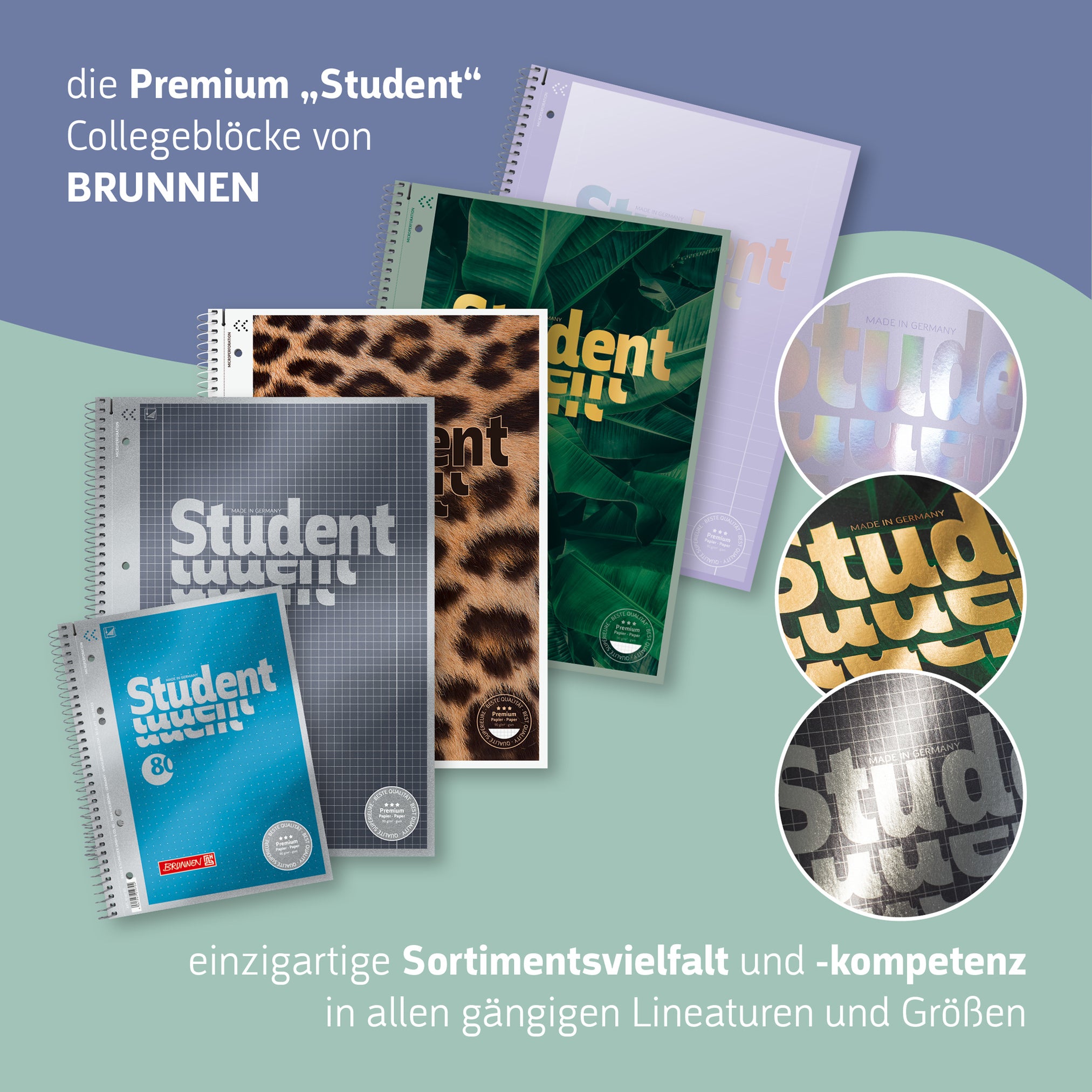 BRUNNEN Collegeblock A4 · Fruity Love · Lin. 28 · kariert · Doppelrand