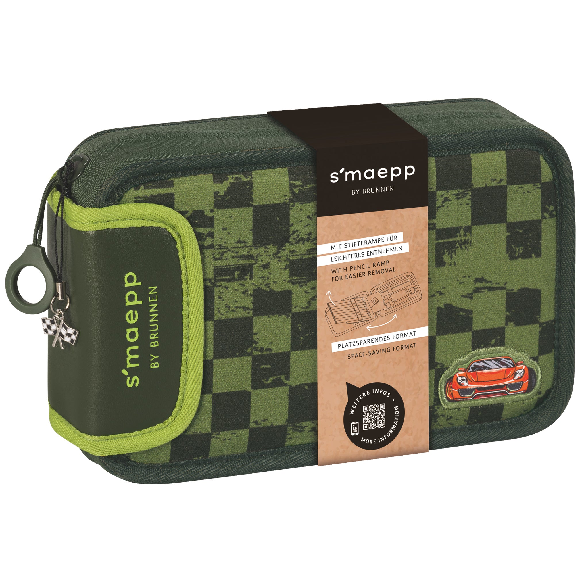 BRUNNEN s'maepp Federmäppchen · Fast Wheels · grün · gefüllt