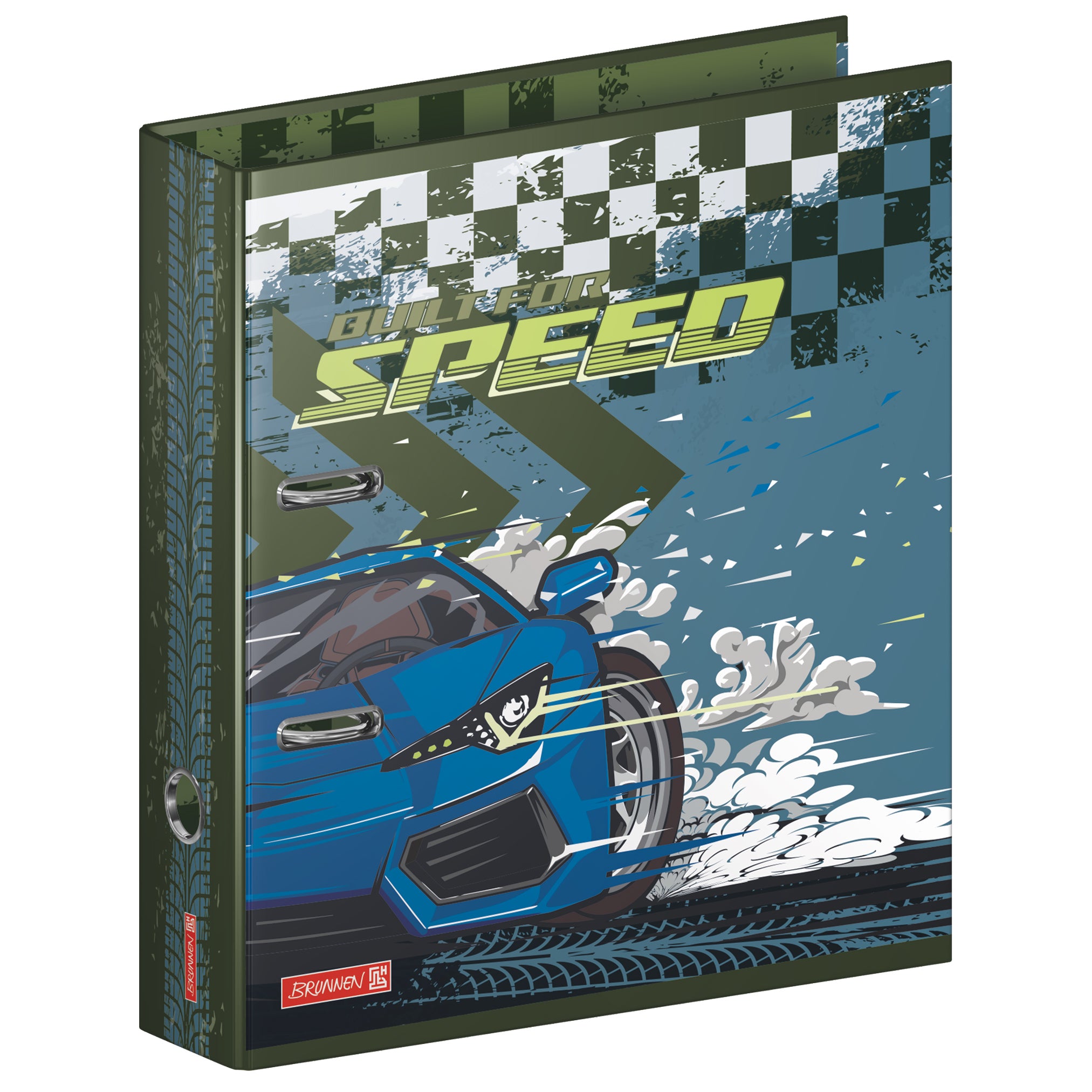 BRUNNEN Ordner A4 breit · Fast Wheels · Auto · Grün-Blau