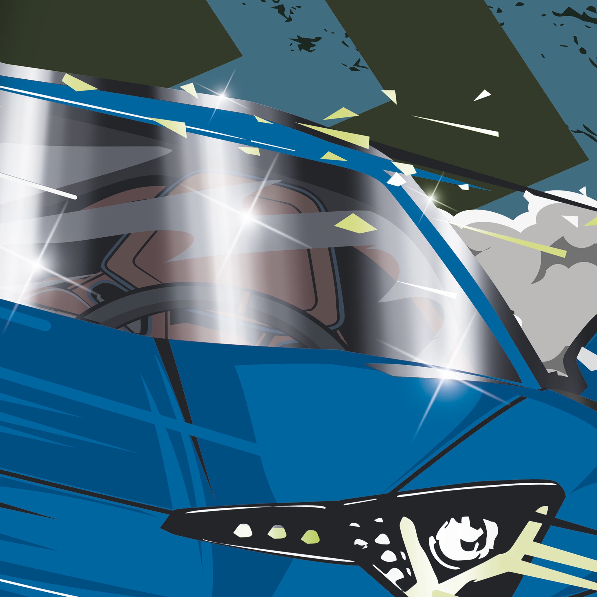 BRUNNEN Ordner A4 breit · Fast Wheels · Auto · Grün-Blau