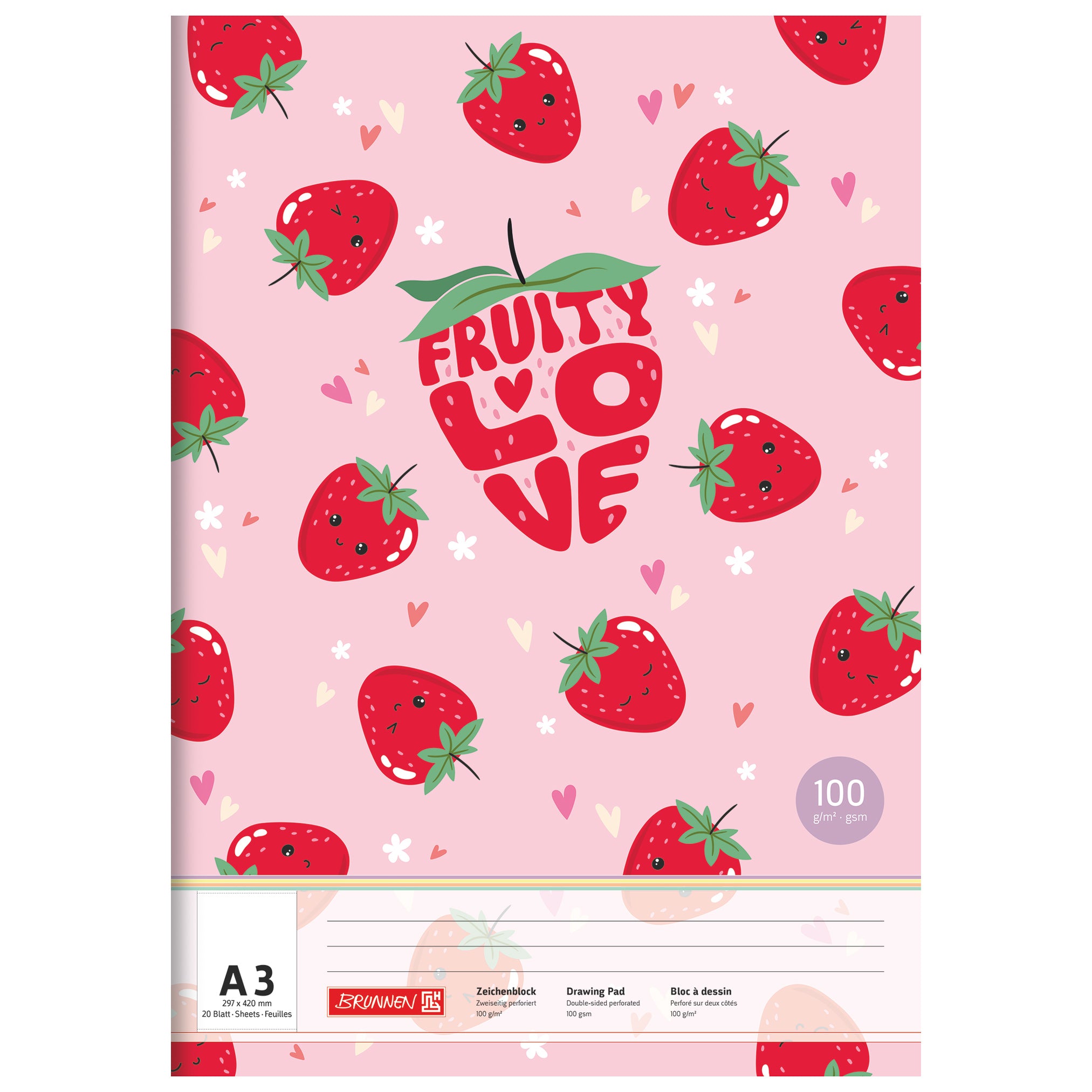 BRUNNEN Zeichenblock A3 · Fruity Love · beidseitig befestigt