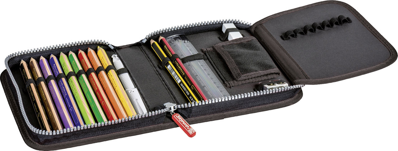 Brunnen-Federmappchen-1-Klappe-befullt-schwarz-offen