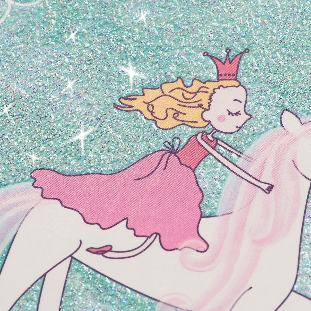 Brunnen-Heftbox-A4-Einhorn-Prinzessin-oben-offen-mit-Glitzerveredelung-lafueliki