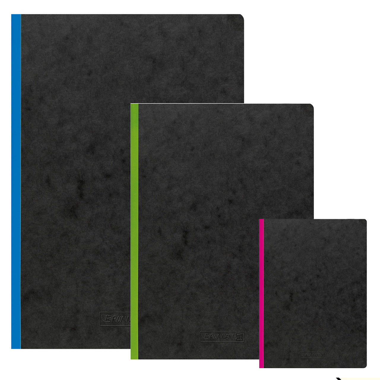 Brunnen-Kladde-FACT-plus-blanko-A4-A5-A6-blau-pink-gruen-lafueliki