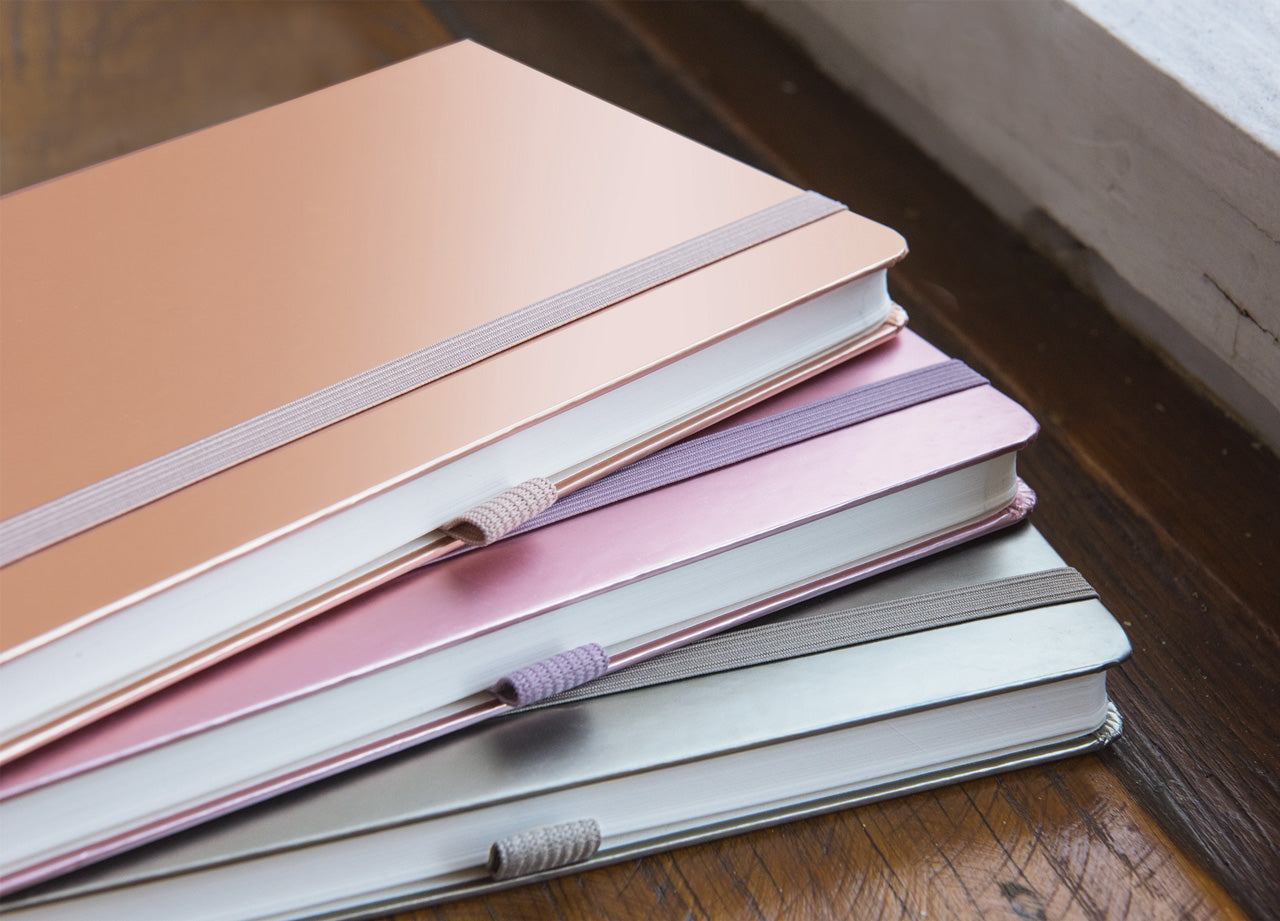 Brunnen-Notizbuch-A6-Kompagnon-Metallic-dotted-ansicht-3-farben-lafueliki