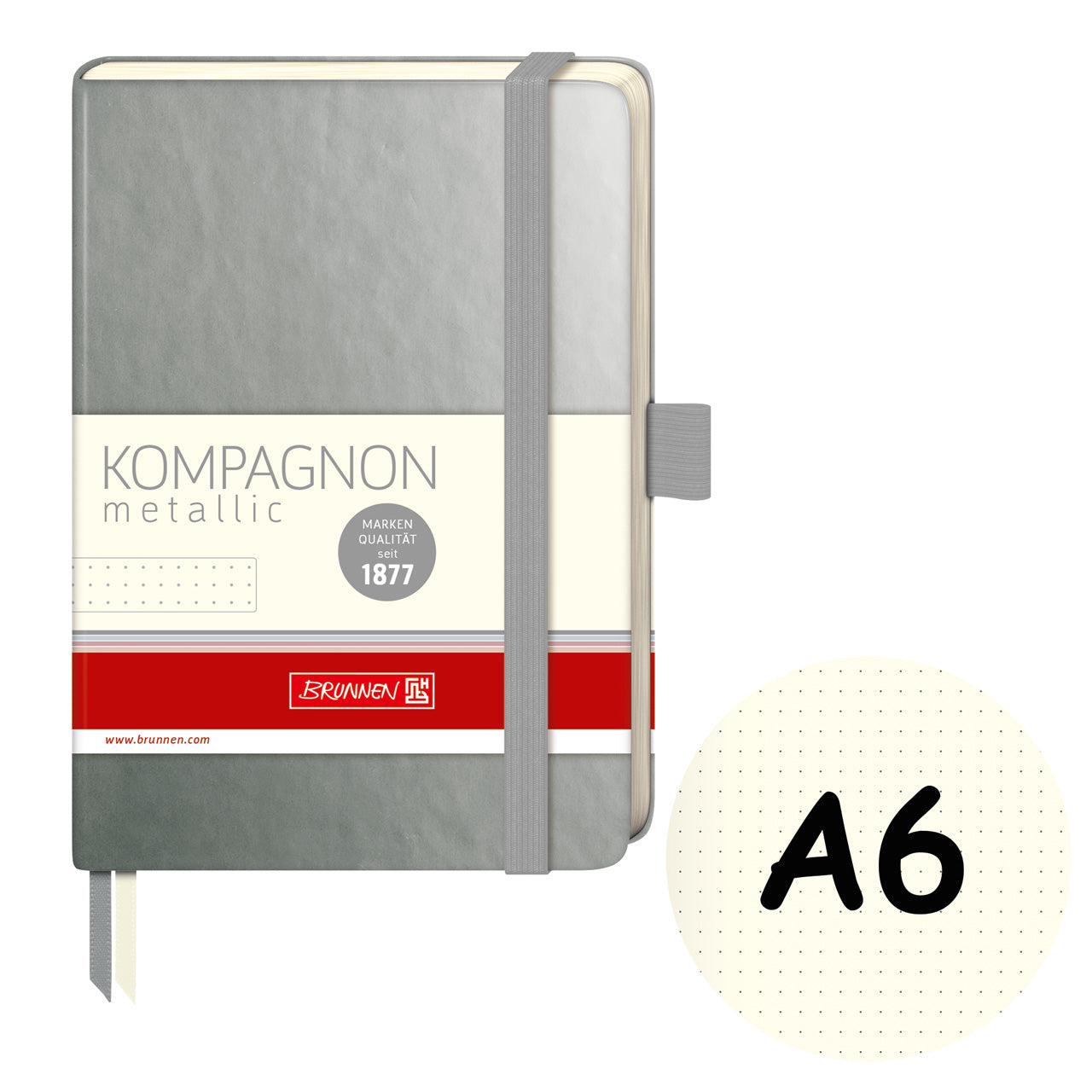 Brunnen-Notizbuch-A6-Kompagnon-Metallic-dotted-anthreazit-kaufen-105553892-lafueliki
