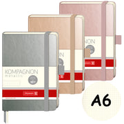 Brunnen-Notizbuch-A6-Kompagnon-Metallic-dotted-anthreazit-rosegold-gold-lafueliki