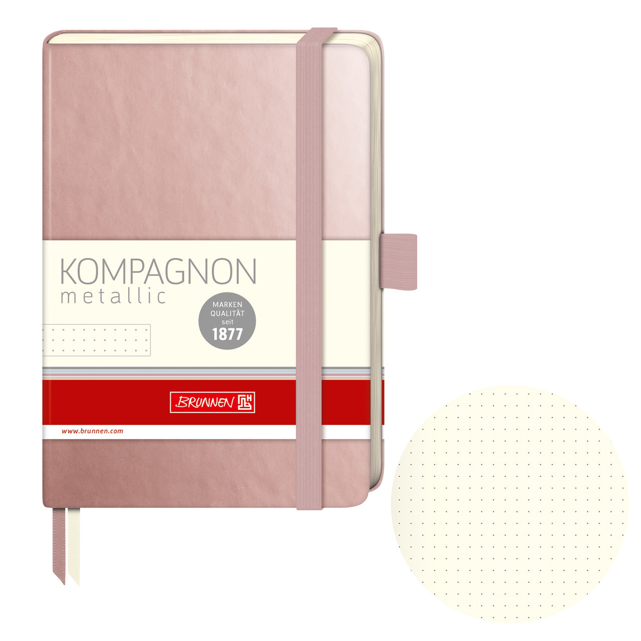 Brunnen-Notizbuch-A6-Kompagnon-Metallic-dotted-rosegold-105553893-lafueliki