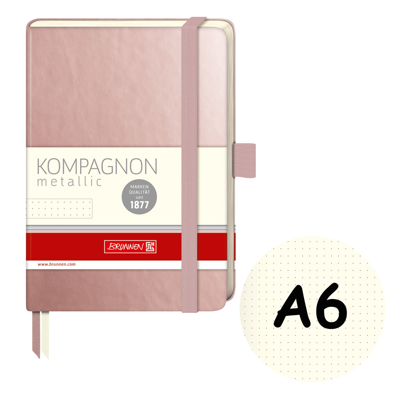 Brunnen-Notizbuch-A6-Kompagnon-Metallic-dotted-rosegold-kaufen-105553893-lafueliki