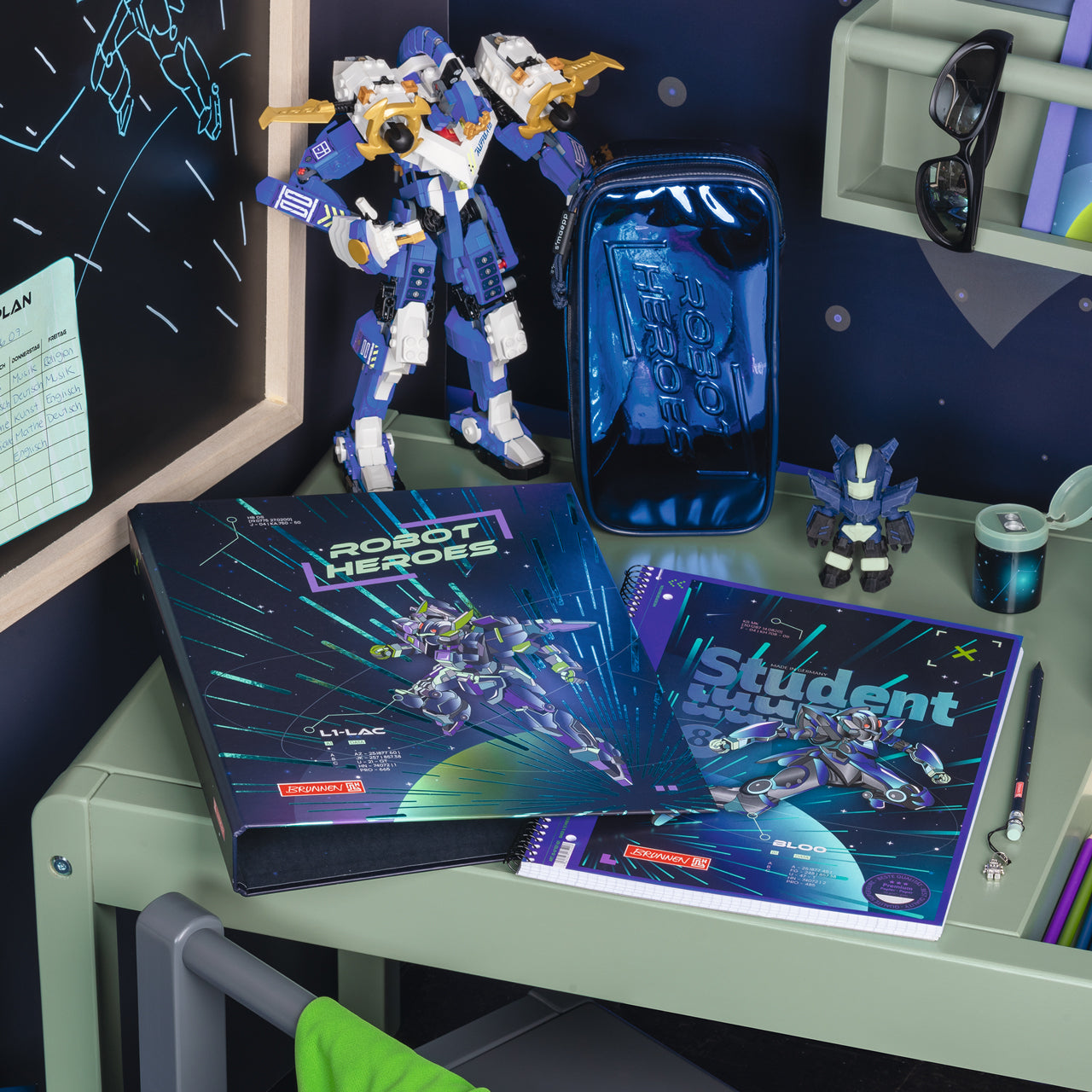 Brunnen-Schulbedarf-Aktuelle-Schul-Serie-2025-Robot-Heroes-Ringbuch-Collageblock-Schlaempermaeppchen-Schulsachen-kaufen-lafueliki