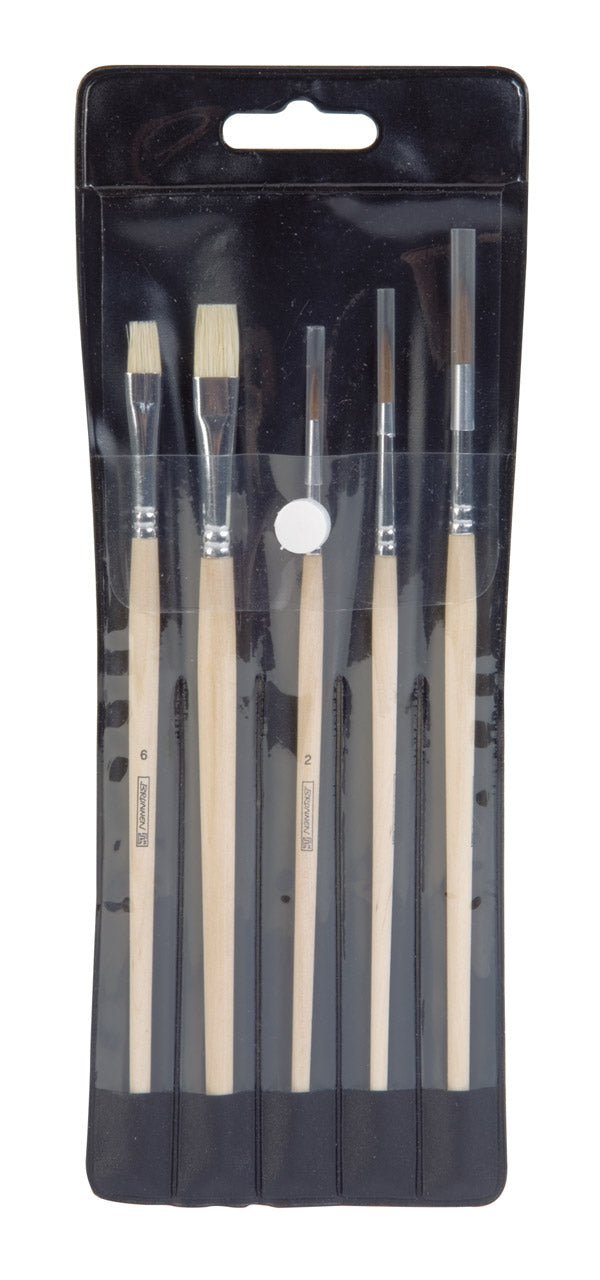 Brunnen Pinsel-Set mit Kunststoffetui 3 Aquarellpinsel Nr. 2, 4, 6 und 2 Borstenpinsel Nr.6, 10