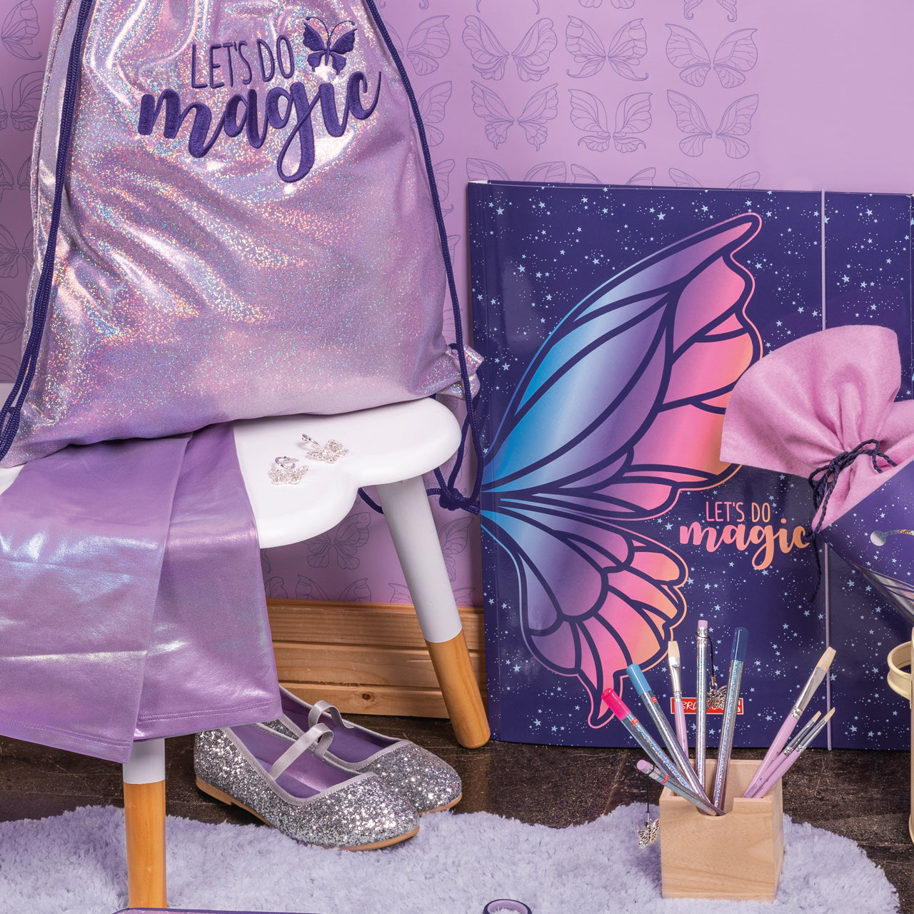 Brunnen-Sportbeutel-turnbeutel-Beutel-Magic-Butterfly-Schmetterling-maedchen-lafueliki