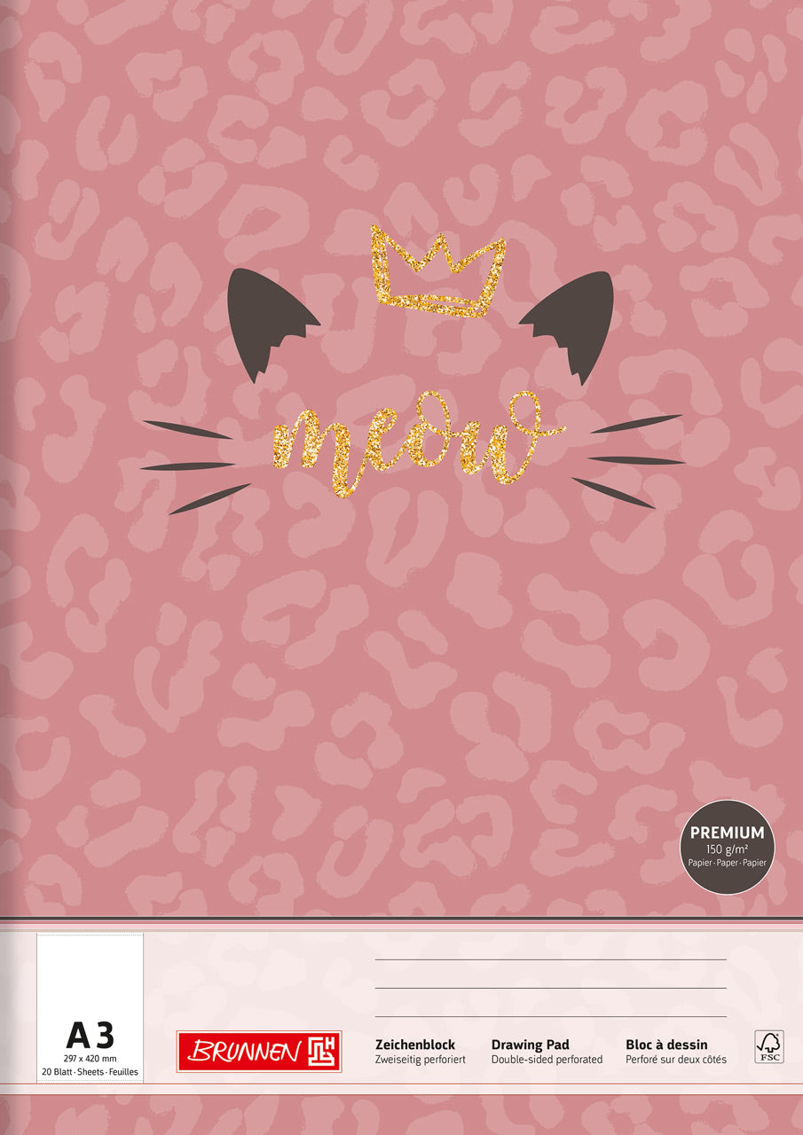 Brunnen-Zeichenblock-A3-Katze-Sweet-Wild-Cat-rosa-maedchen-1047932942-lafueliki