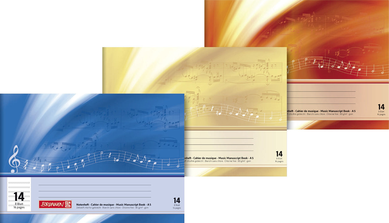 Brunnen Notenheft - A5 quer - Lineatur 14