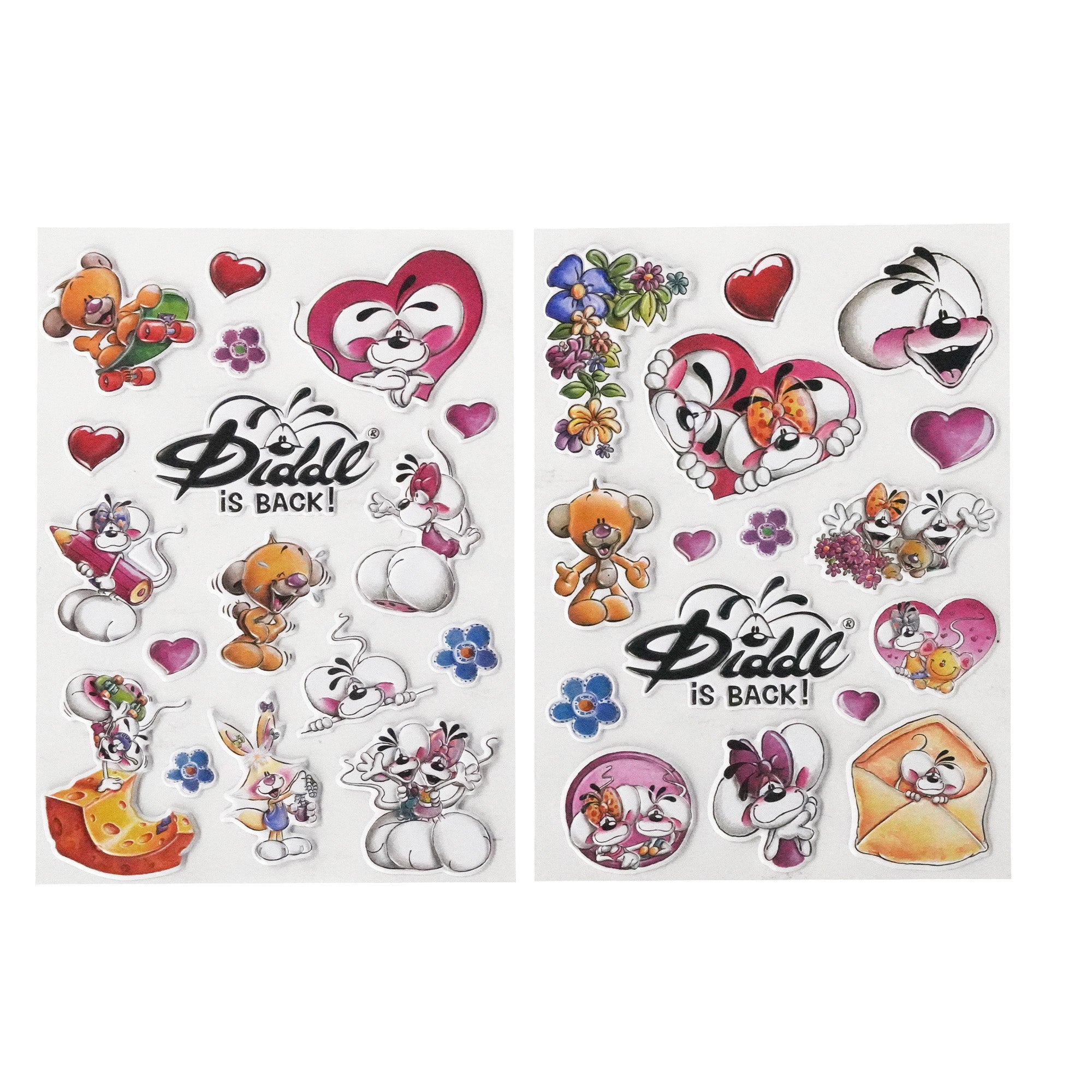 Diddl 3D-Aufkleber-Set · 2 Bögen · 33 Sticker