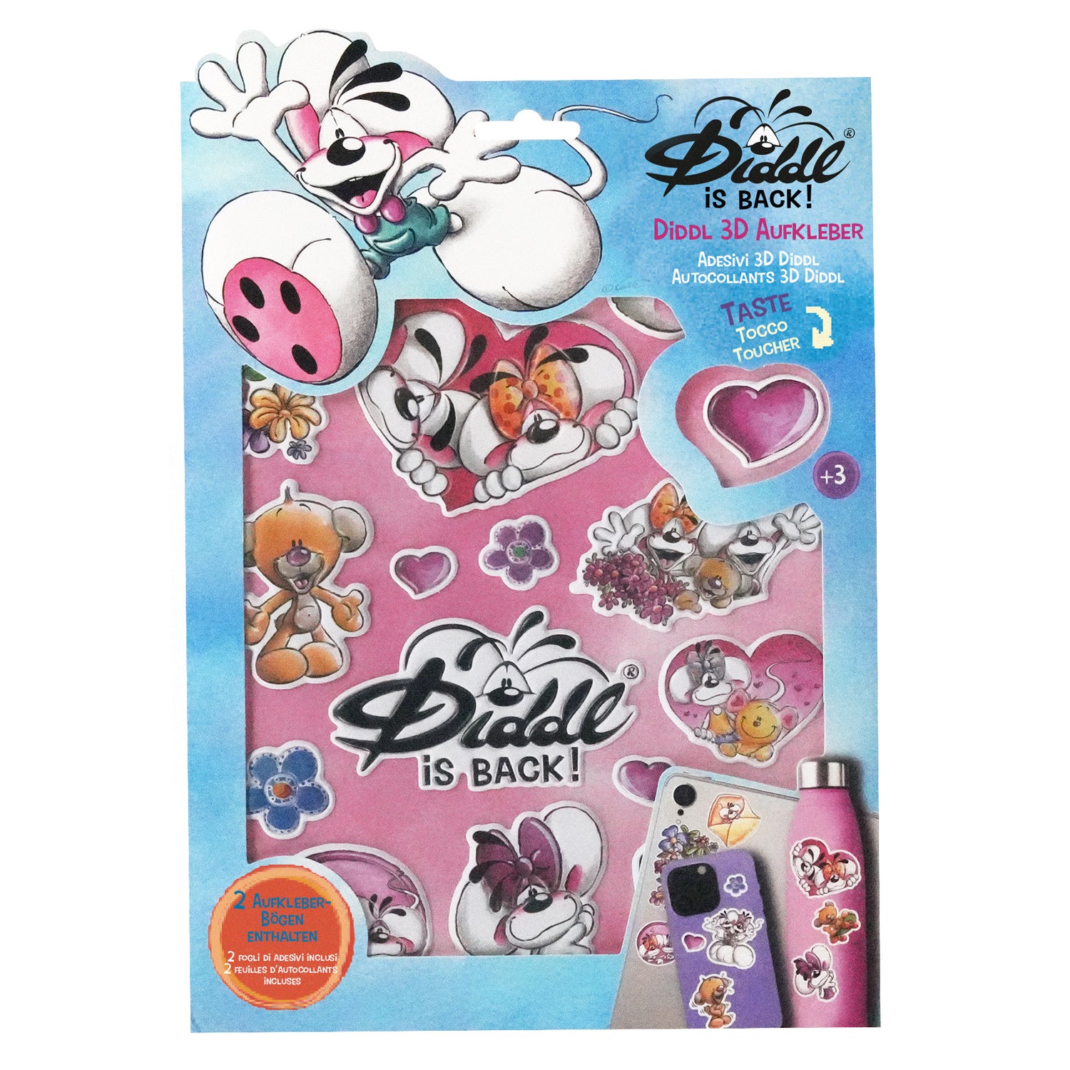 Diddl 3D-Aufkleber-Set · 2 Bögen · 33 Sticker