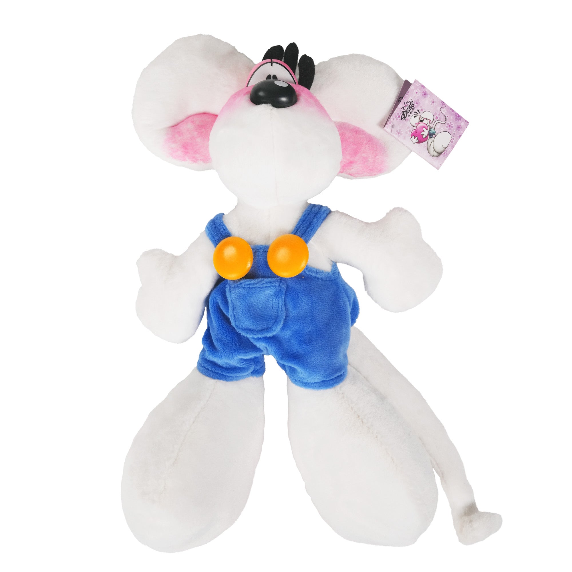 Diddl Kuscheltier groß · 30 cm · Diddl Maus · Latzhose · Blau