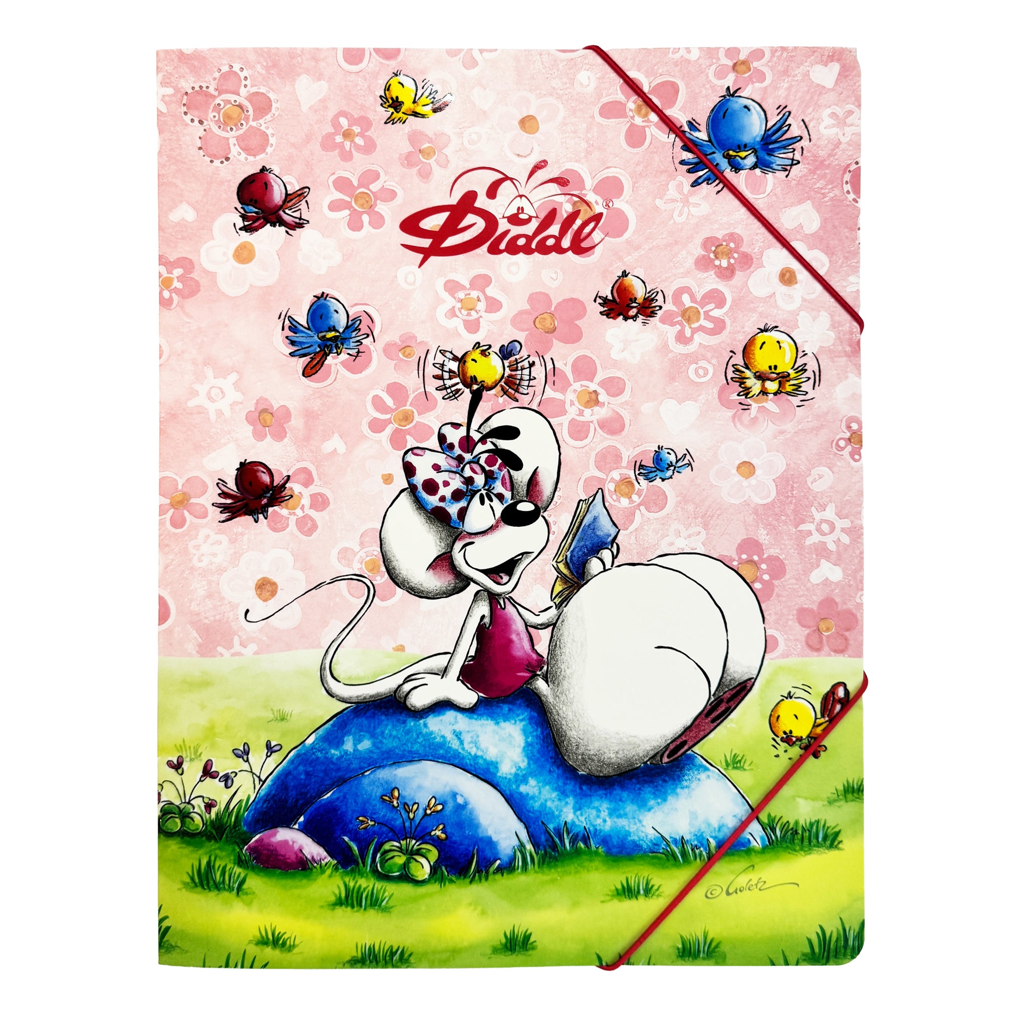Diddl Sammelmappe A4 · Diddlina auf einem Stein · Rosa
