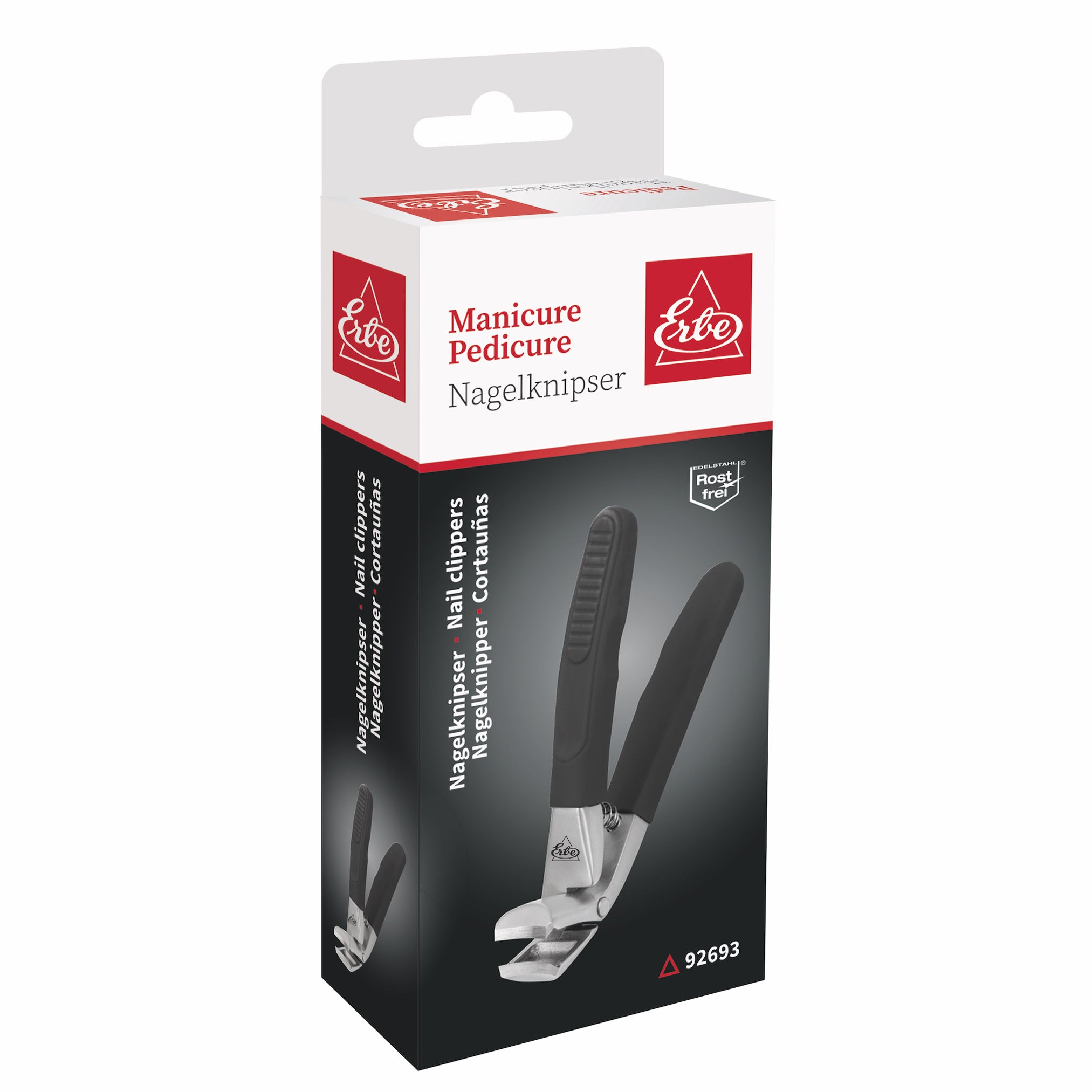 ERBE Zangen-Nagelknipser Soft Grip · 8,5 cm · Inox Edelstahl · Schwarz