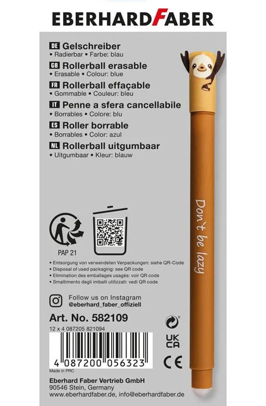 Eberhard-Faber-Animal-Erase-it-faultier-Gelschreiber-inky-Radierbar-504453109-ovp-2-lafueliki