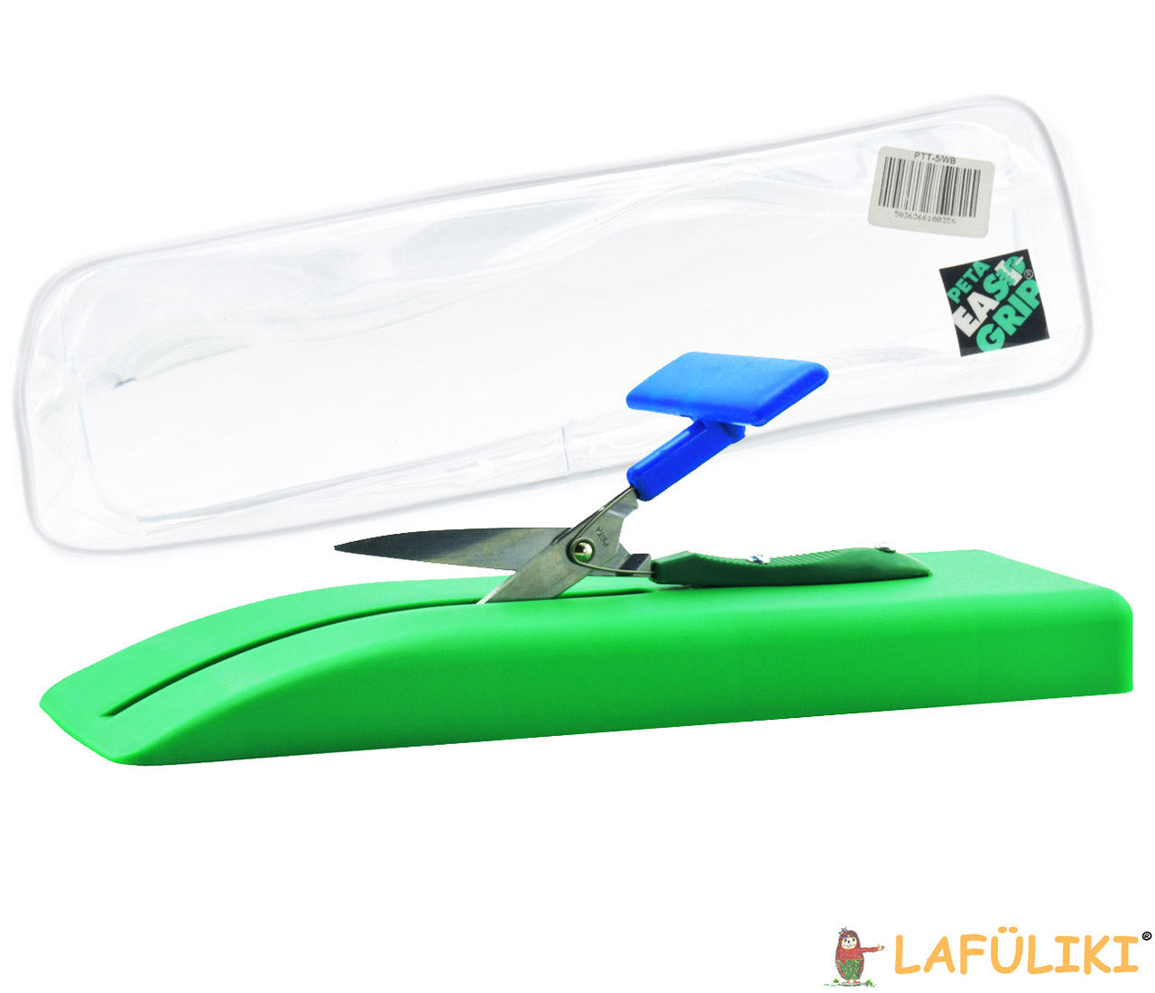 Einhaender-Tischschere-Peta-Easy-Grip-spitz-auf-Kunststoff-Base-PTT-5WB-lafueliki