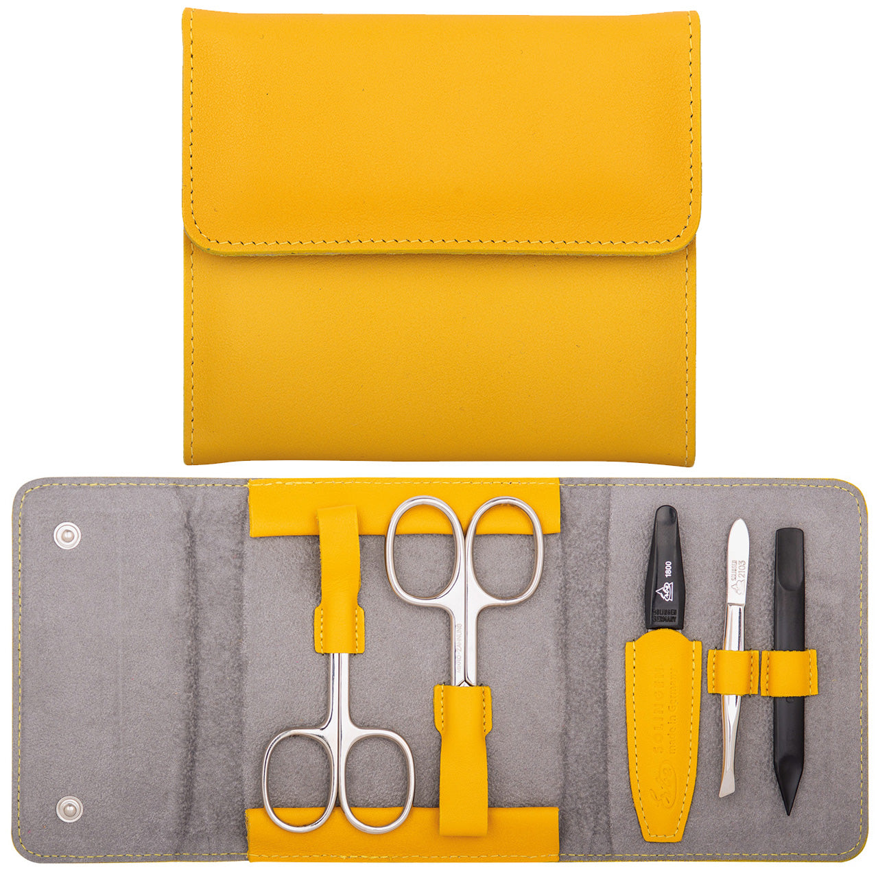 Erbe-Manikuere-Etui-Druckknopf-5-tlg-Linkshaender-Serie-Colour-9675-gelb-lafueliki