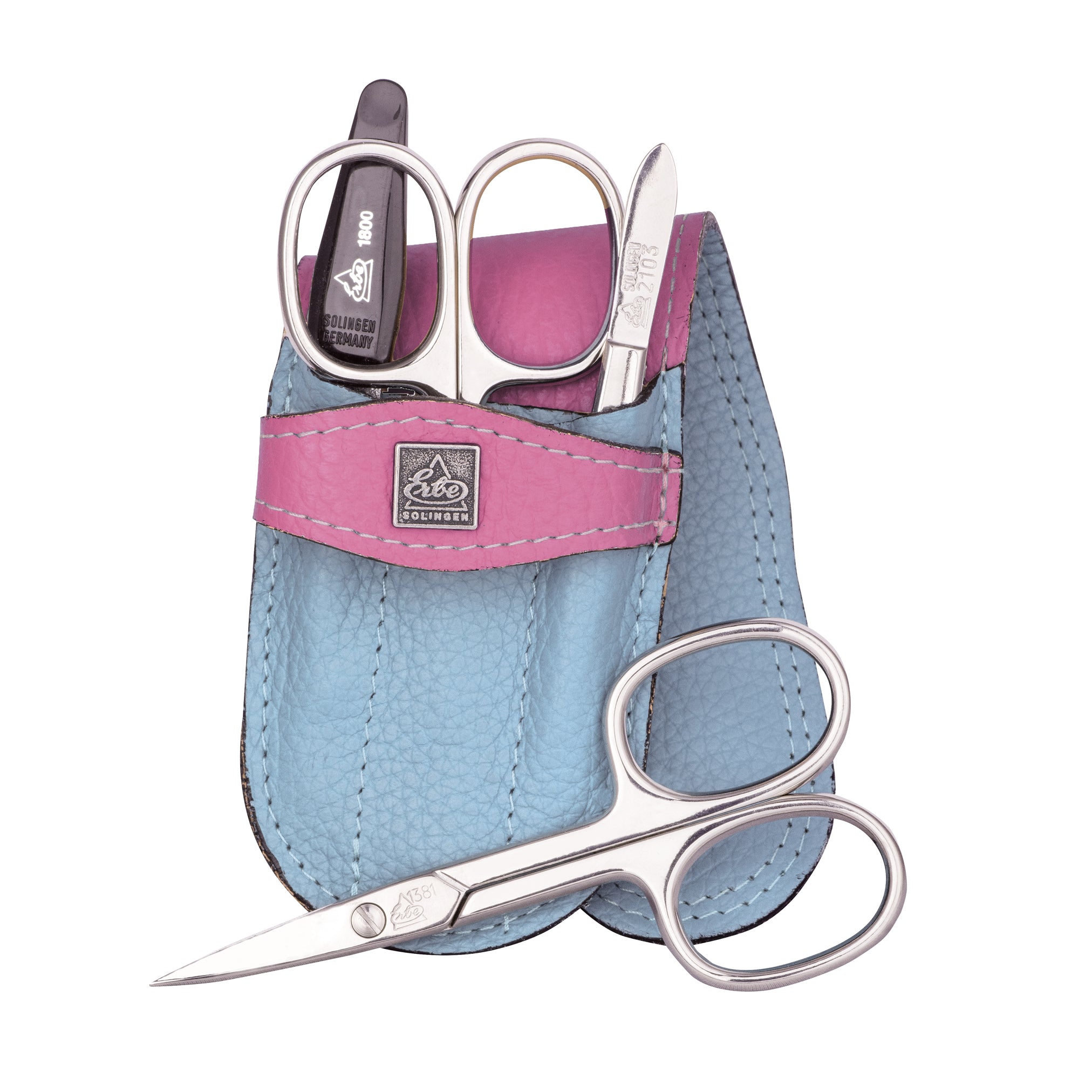 Erbe-Manikuere-Set-4-tlg-Linkshaender-Rainbow-hellblau-pink-gelb-offen-L9749-lafueliki