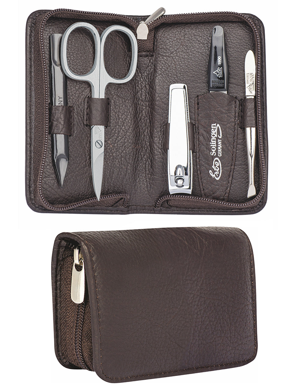 Erbe-Manikuere-Set-5-tlg-Linkshaender-Reissverschluss-9012-RV-Etui-braun-lafueliki