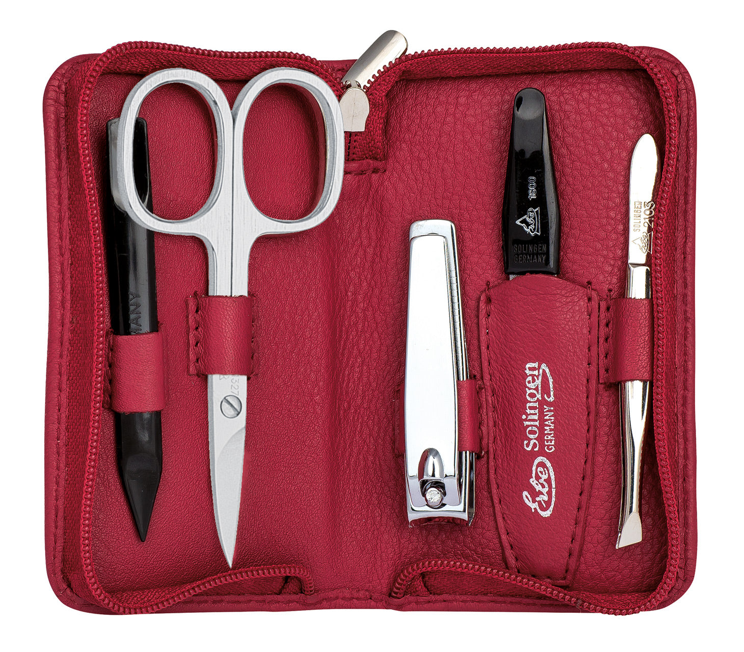 Erbe-Manikuere-Set-Siena-rot-5tlg-Linkshaender-offen-lafueliki