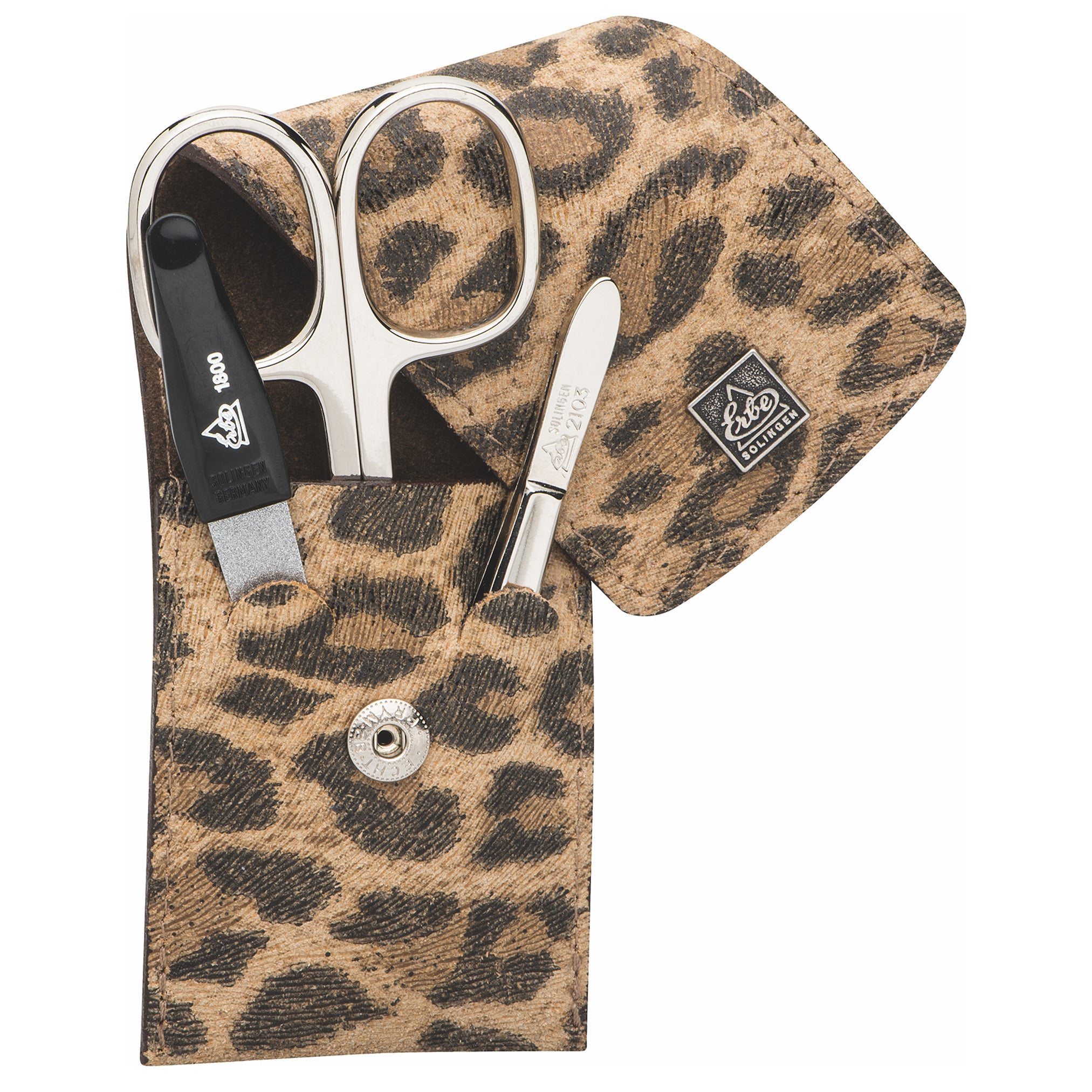 ERBE Maniküre Set LEO · Taschenetui aus Rindleder · 3-teilig · Linkshänder