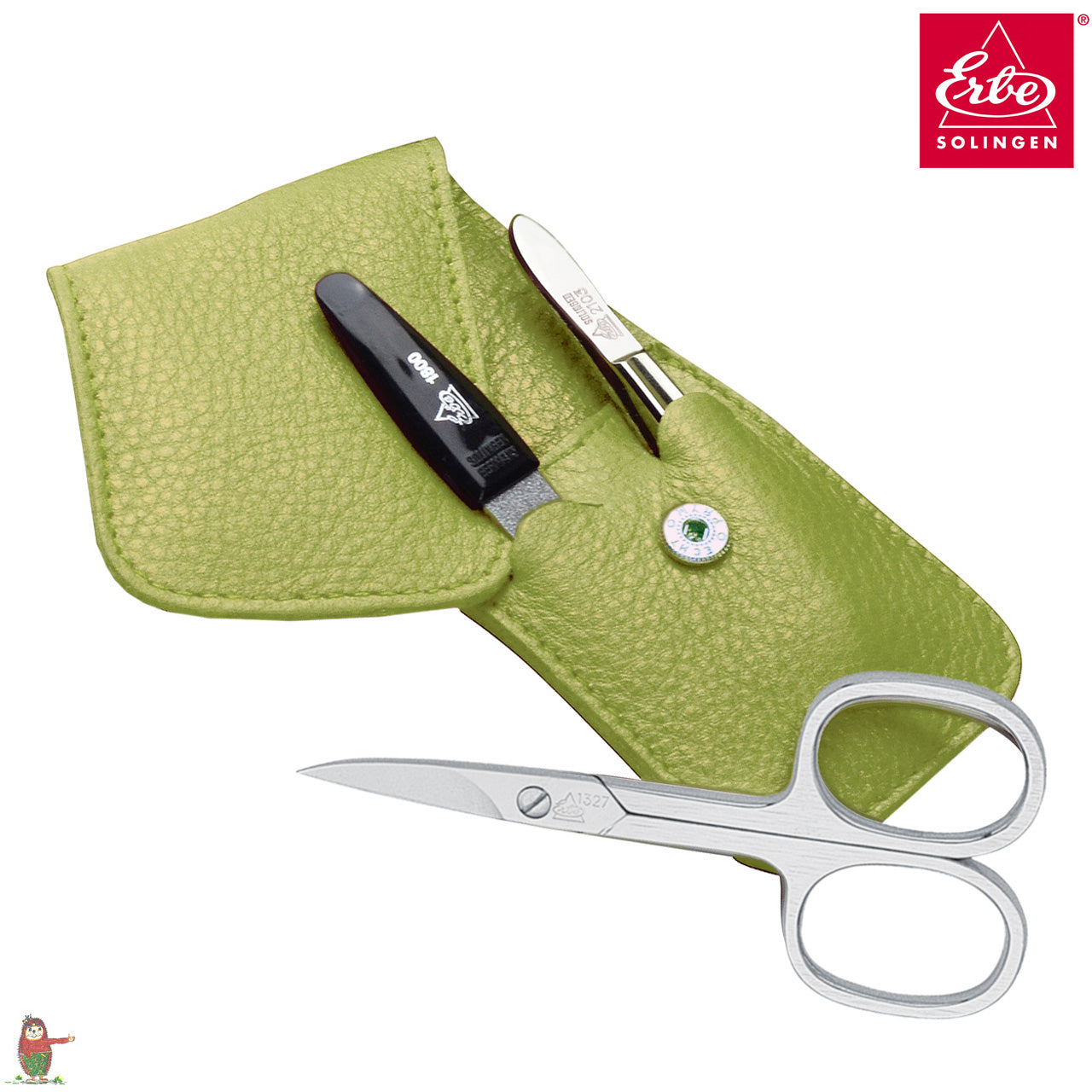 Erbe-Solingen-Manikuere-Set-Siena-3-tlg-gruen-Linkshaender-offen-Taschen-Etui-1796-lafueliki