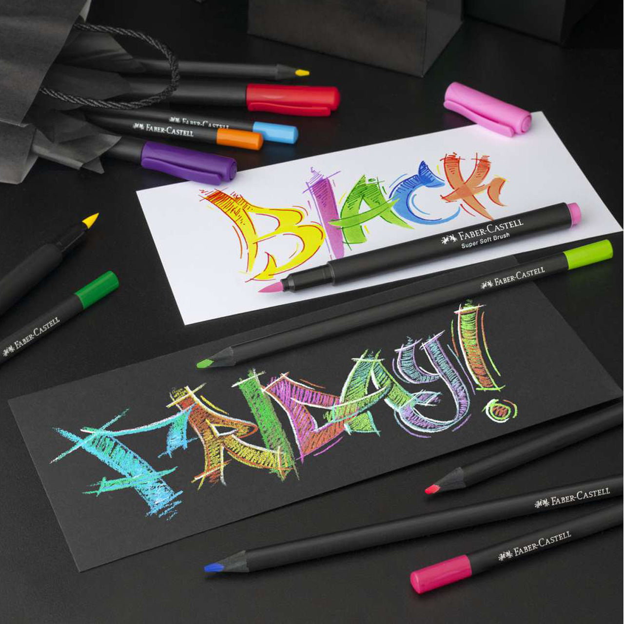 FABER-CASTELL-Black-Edition-10er-Set-Brush-Softpen-mit-pinselspitze-lafueliki