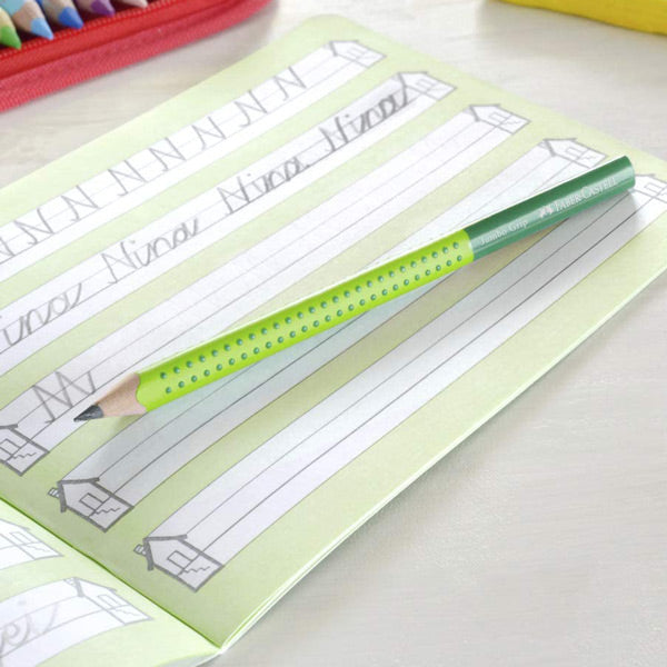 FABER-CASTELL-Jumbo-Grip-tow-tone-hellgruen-gruen-auf-heft-lafueliki