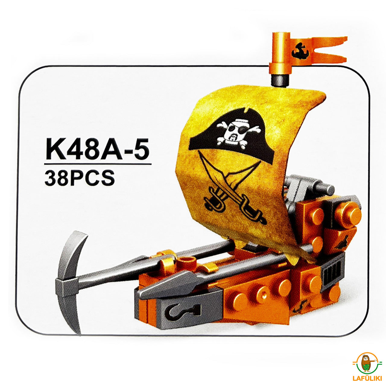 FUN-TRADING-Klemmbaustein-Bausatz-mini-Piraten-Boot-Schiff-orange-4260612166358-online-kaufen-lafueliki