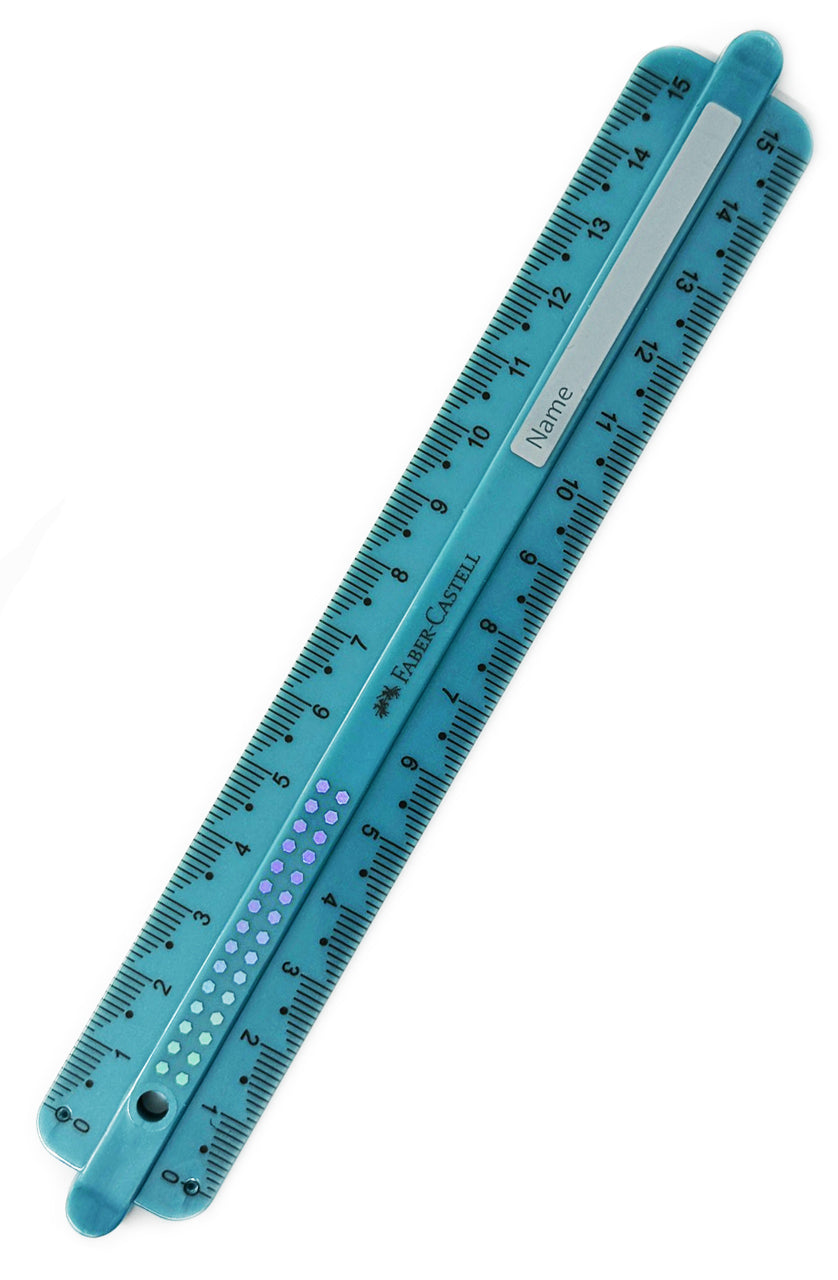 Faber-Castell-Lineal-Sparkle-tuerkis-15cm-Lineal-Linkshaender-Rechtshaender-online-kaufen-lafueliki