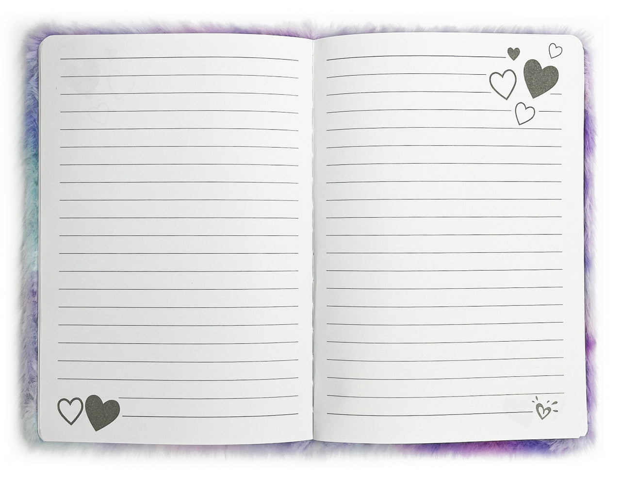 Flauschiges-Notizbuch-A5-Einhorn-glitzer-31375-Fellimitat-lineatur-liniert-lafueliki