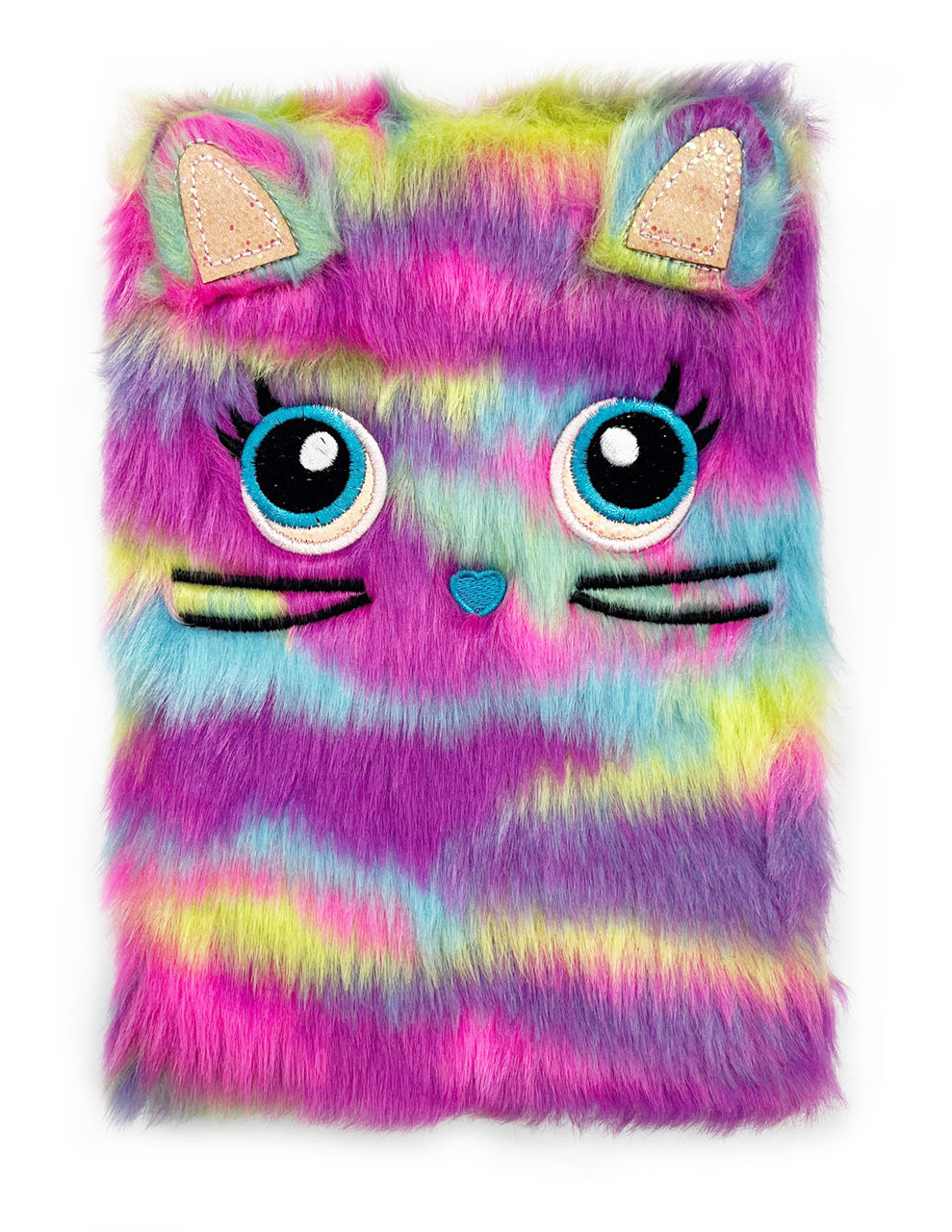 Flauschiges-Notizbuch-A5-Katze-bunt-31341-glitzer-Fellimitat-mit-Applikationen-kaufen-lafueliki