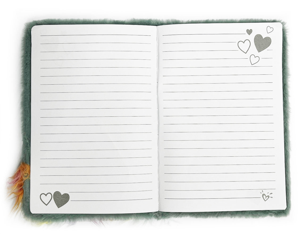 Flauschiges-Notizbuch-A5-Katze-gruen-regenbogen-31371-liniert-lafueliki