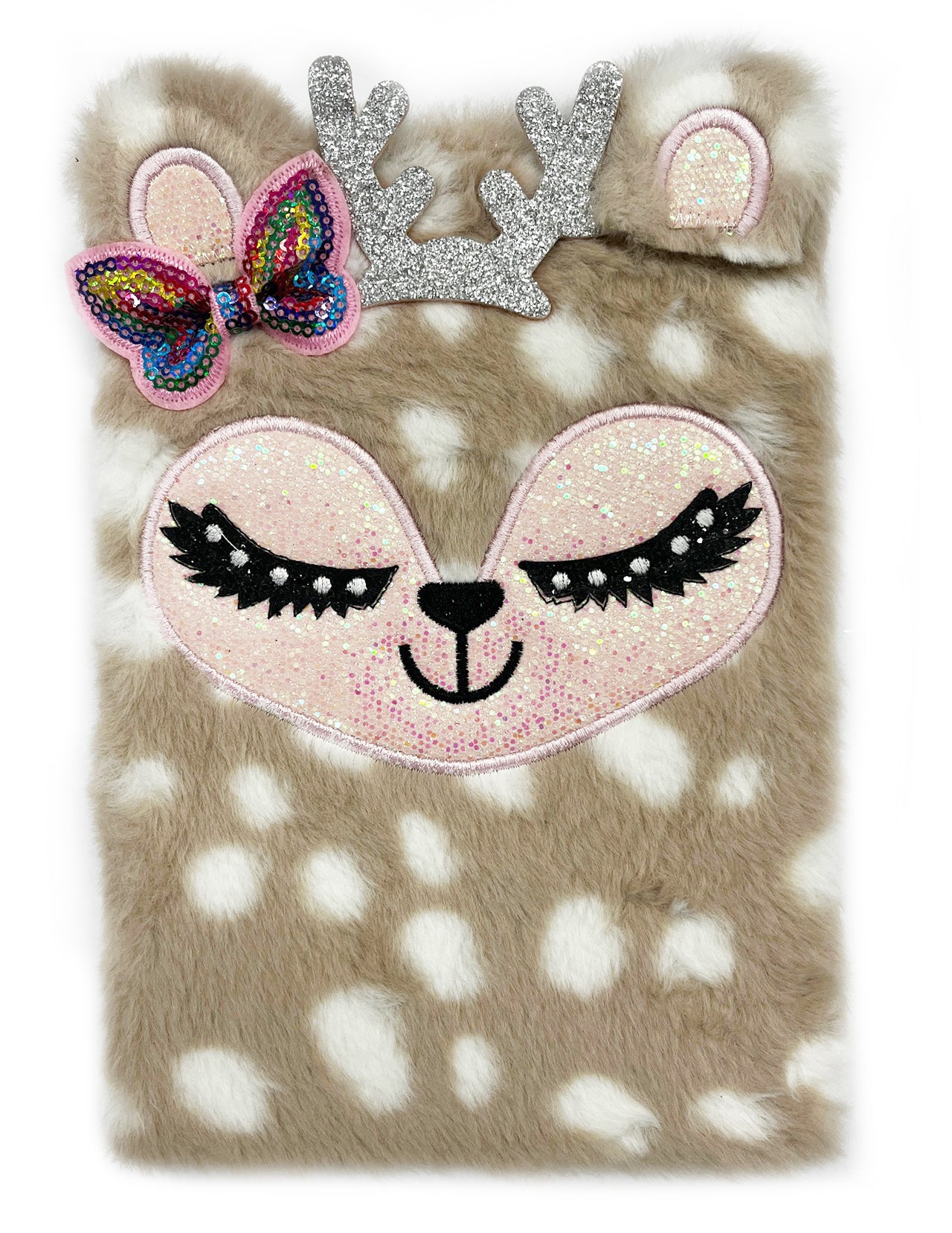 Flauschiges-Notizbuch-A5-Reh-31346-glitzer-Fellimitat-mit-Applikationen-kaufen-lafueliki