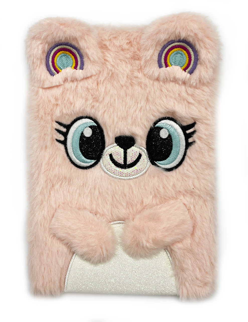 Flauschiges-Notizbuch-A5-rosa-Bear-31344-glitzer-Fellimitat-mit-Applikationen-kaufen-lafueliki