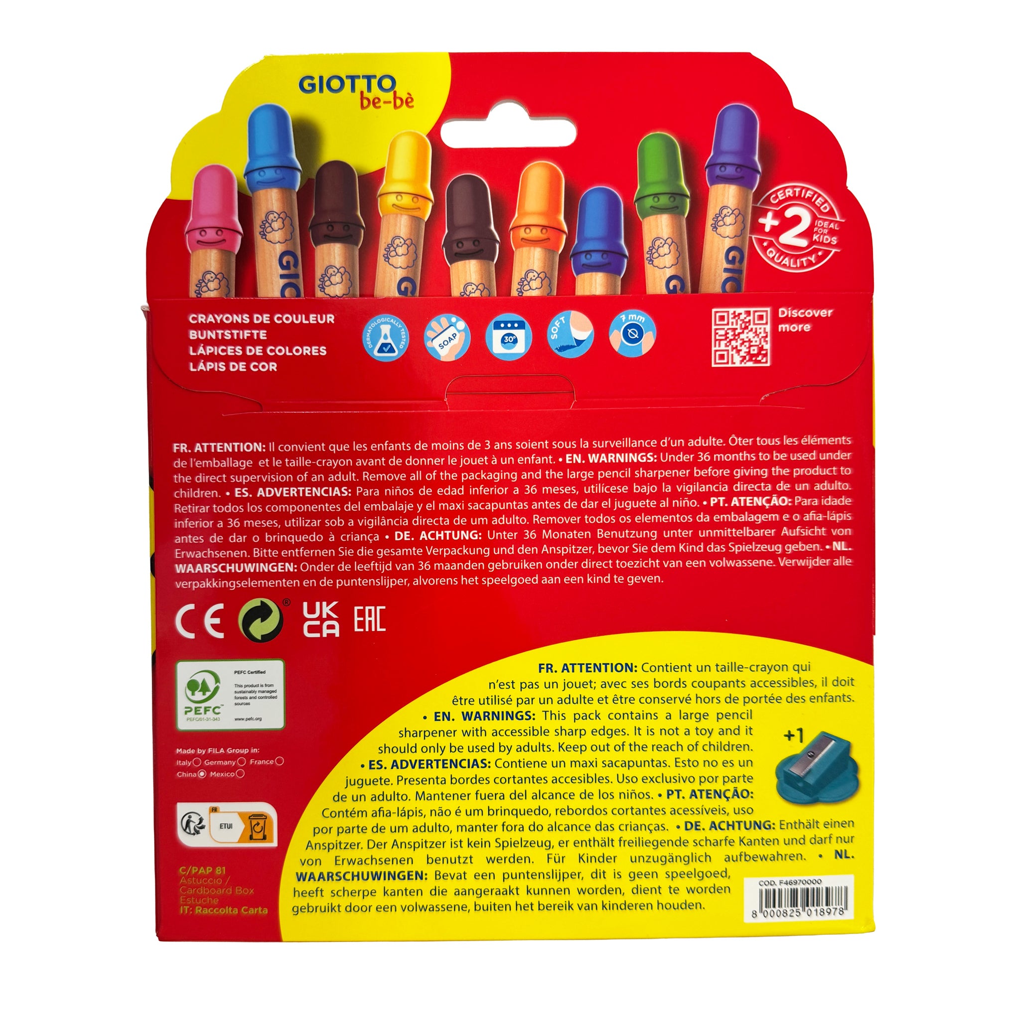 Giotto be-be Farbstifte 12er Set für Kinder ab 2 Jahren