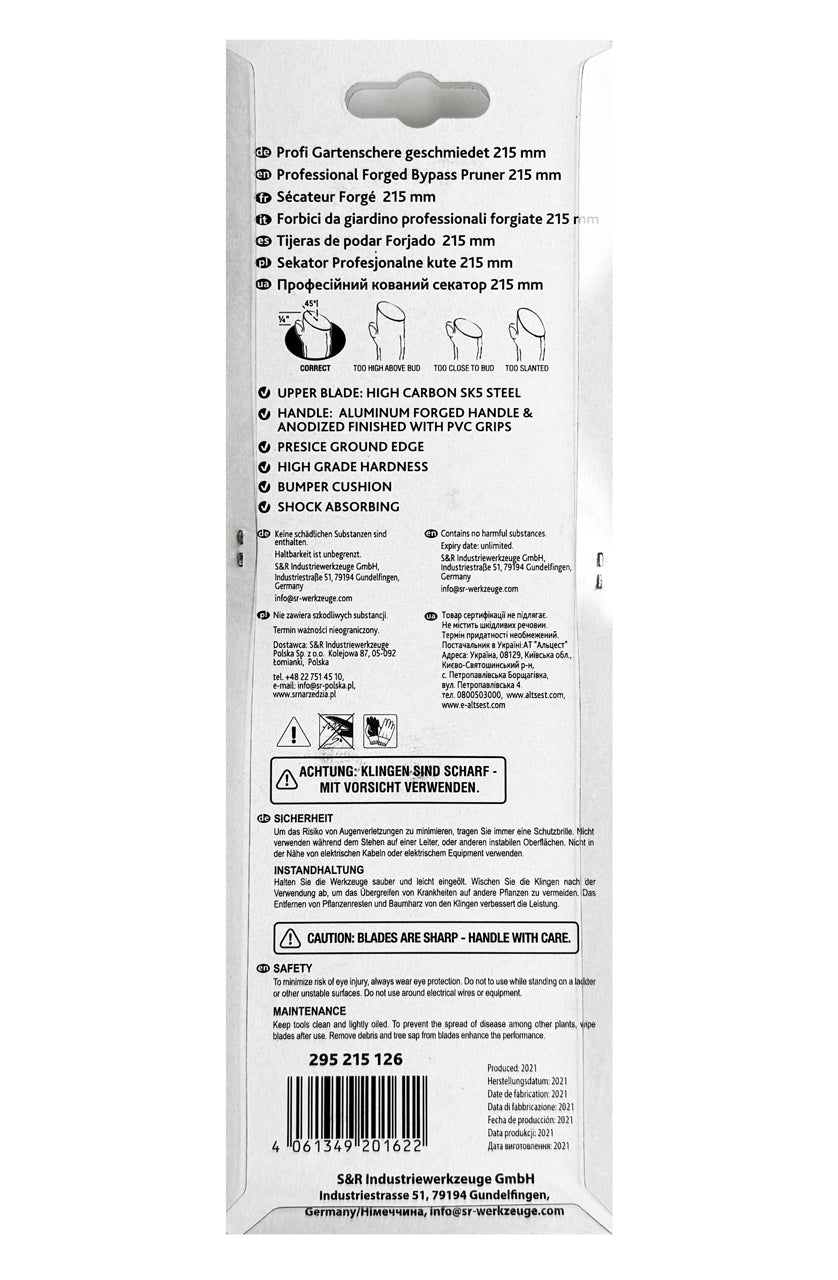 Gruente-Linkshaender-Gartenschere-Z-25-Pflanzenschere-Bypassschere-Garten-Rebschere-Rosenschere-Triebschere-OVP-ruckseite-lafueliki