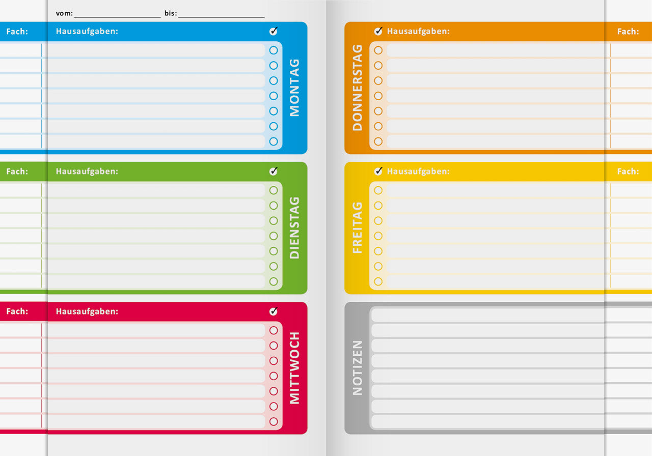 Hausaufgabenheft-Grundschule-wochentage