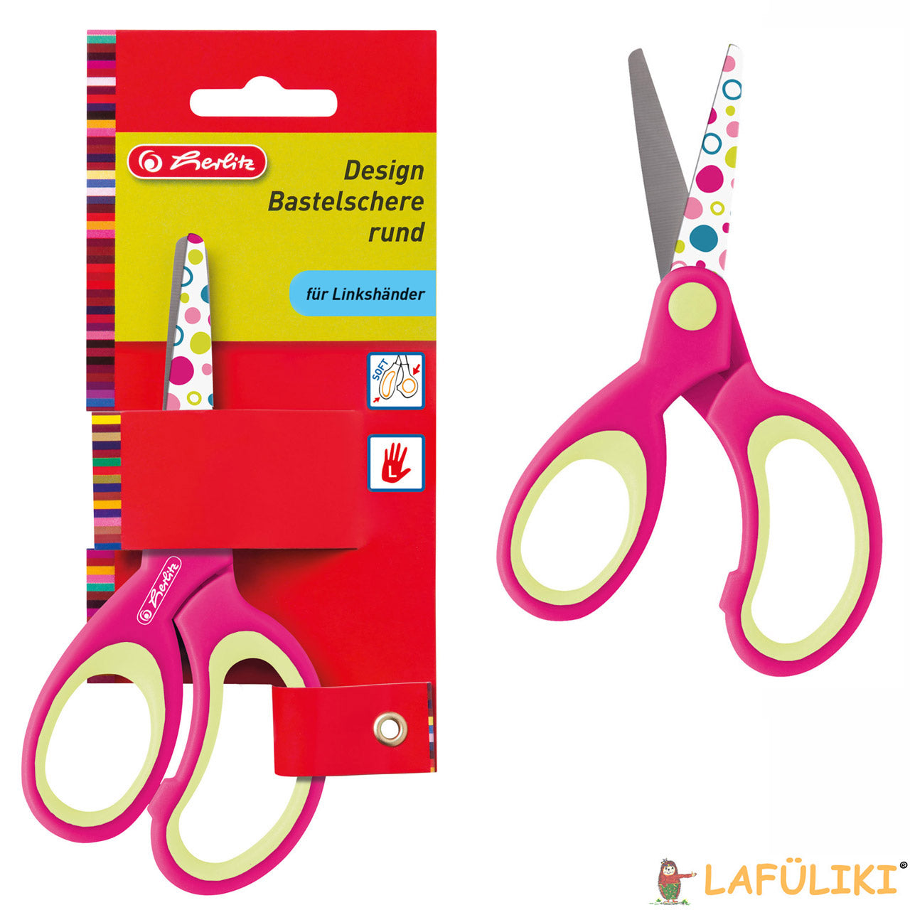 Herlitz-Design-Bastelschere-rund-Linkshaender-pink-gelb-57699-schere-lafueliki