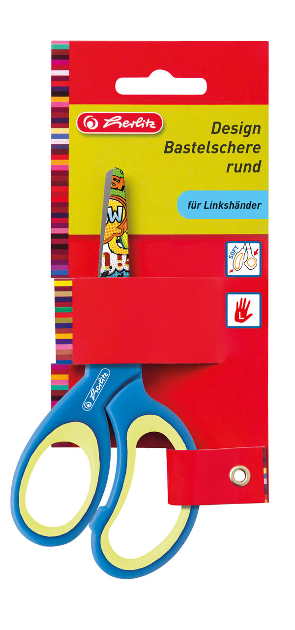 Herlitz-Design-Bastelschere-rund-linkshaender-blau-gruen-57698-ovp-schere-lafueliki