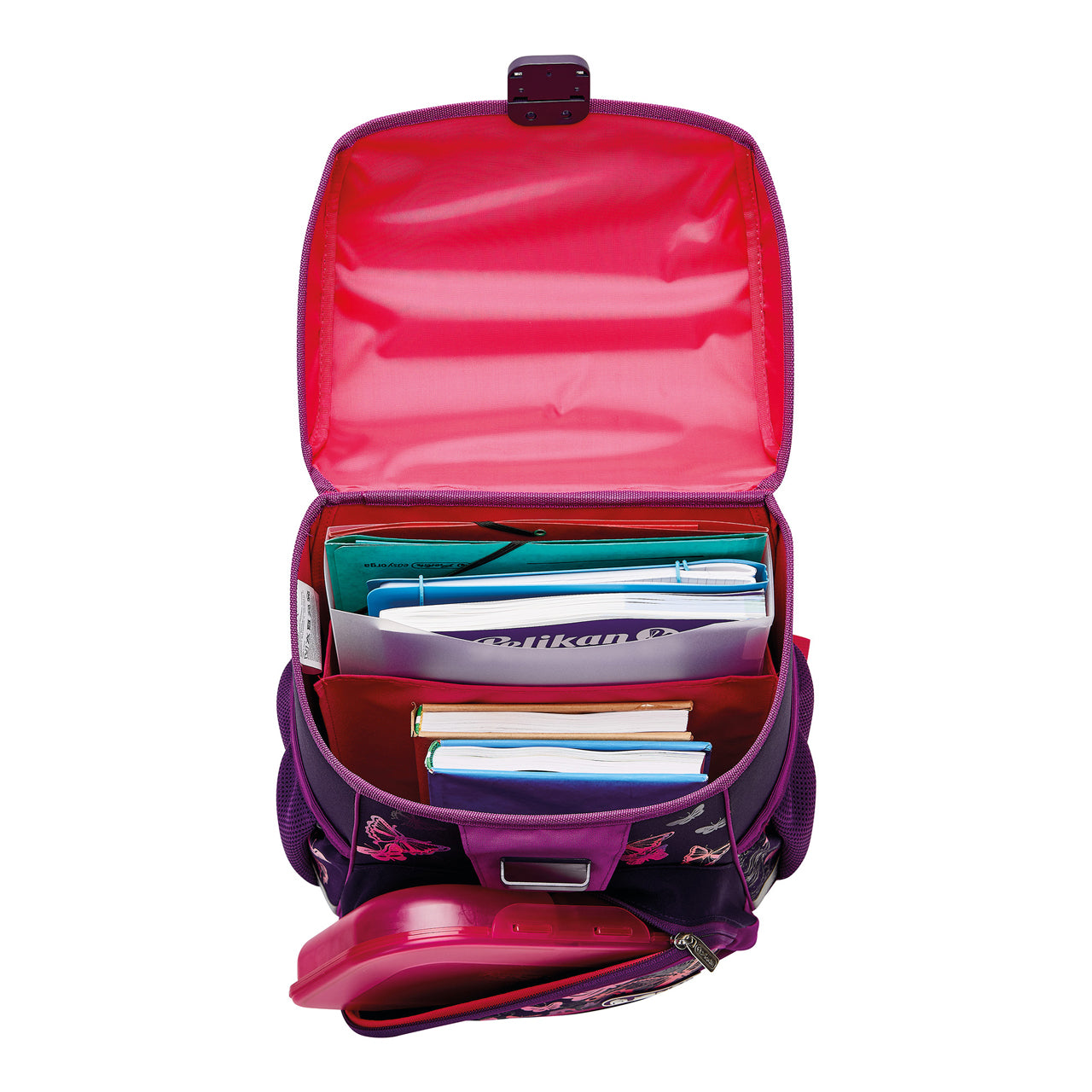 Herlitz-Loop-Plus-Schulranzen-Set-schmetterling-butterlfies-offen-mit-inhalt-lafueliki