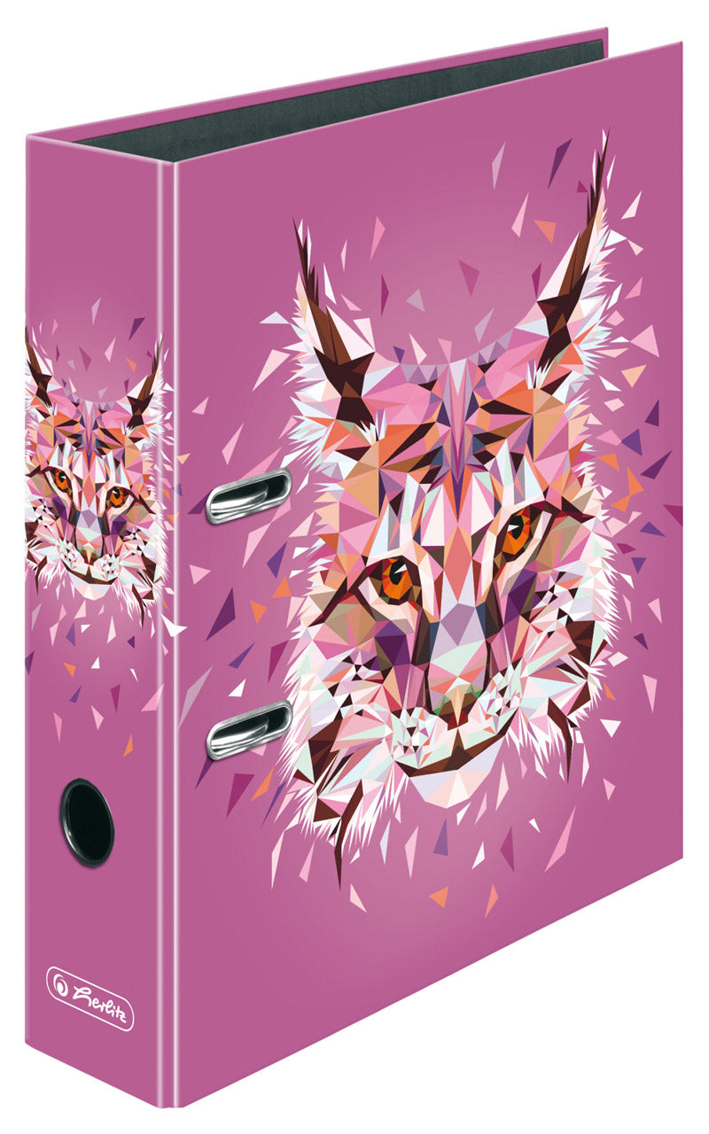 Herlitz-Ordner-A4-8-cm-Wild-Animals-Motiv-Luchs-50027316-Ordner-pink-maX-lafueliki