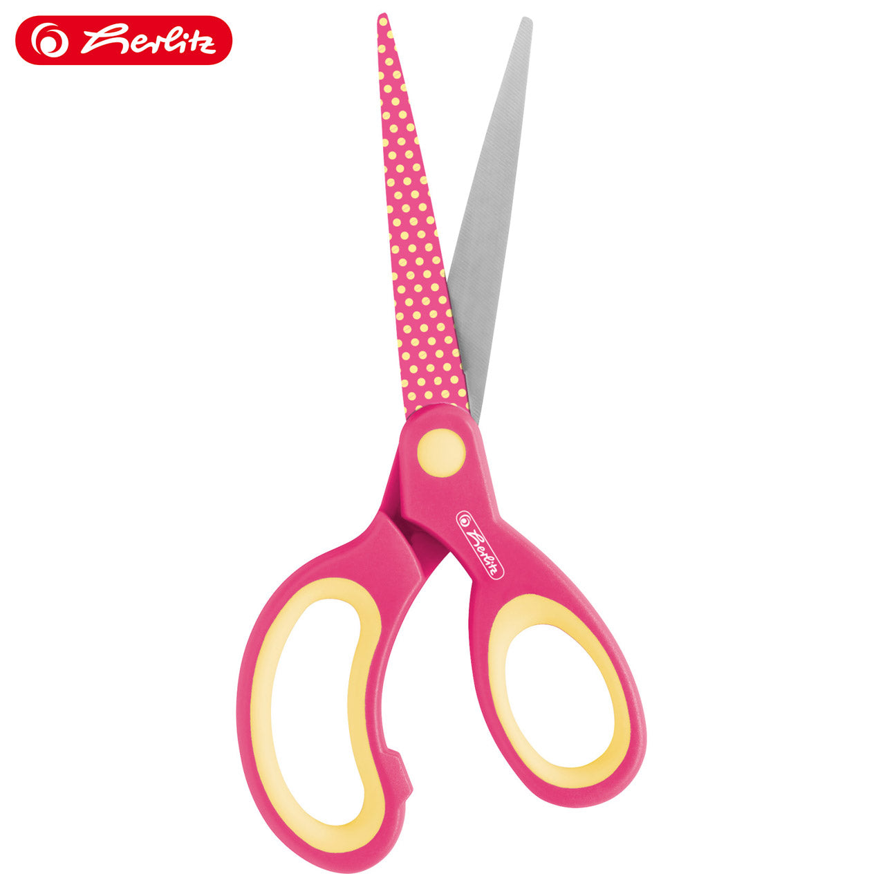 Herlitz-Rechtshander-Design-Bastelschere-spitz-17cm-10801728-pink_gelb-4008110299532-Schere-offen-lafueliki